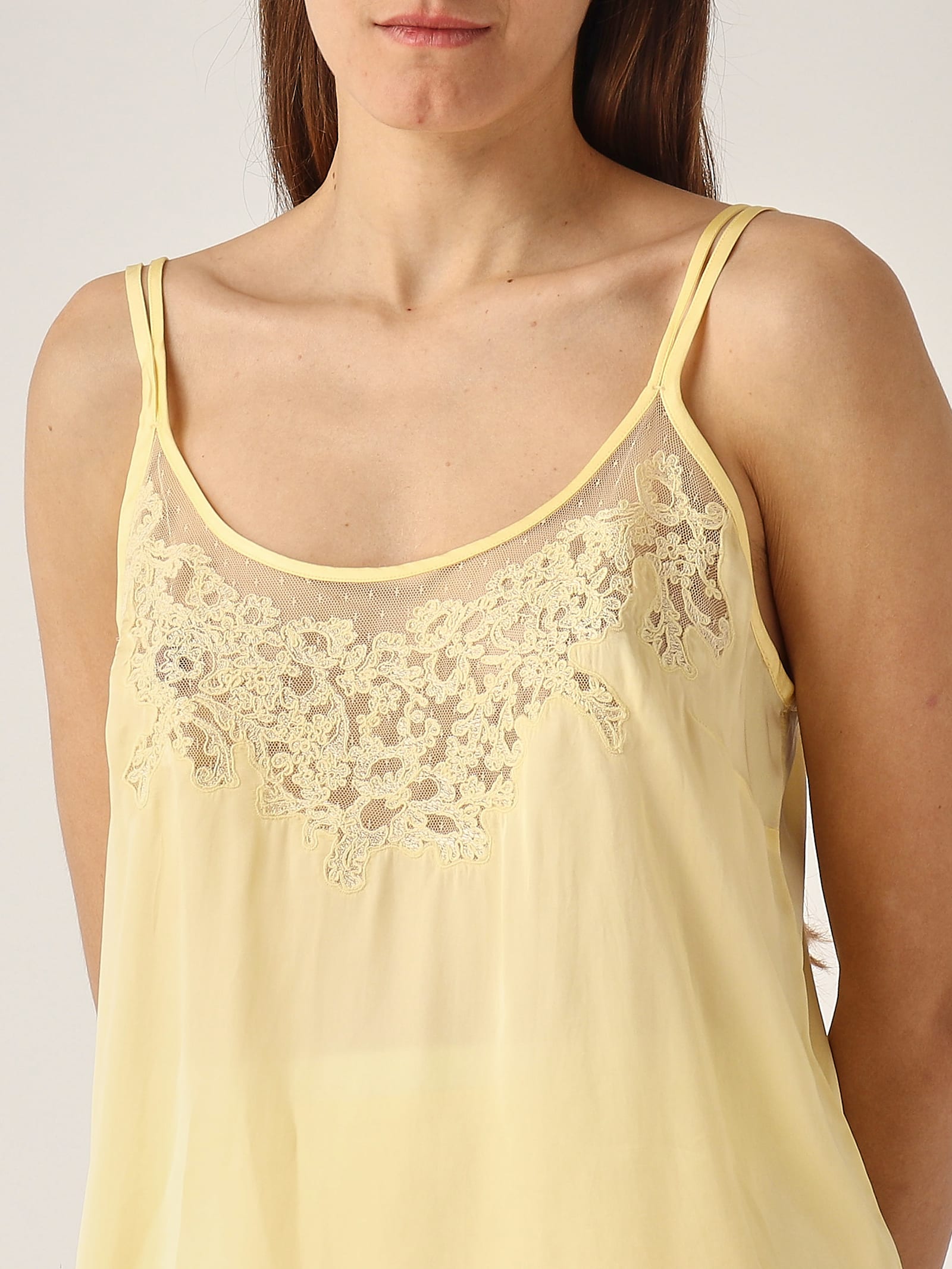 Twinset Twin-set Vanille Satin Top In Vaniglia