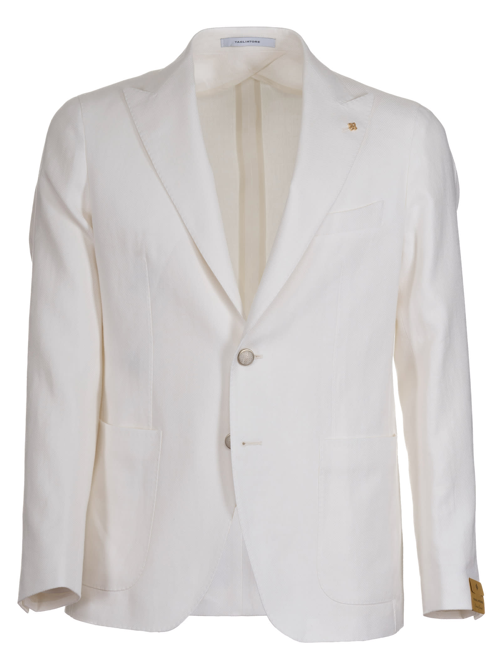 Tagliatore Linen Blazer In Bianco