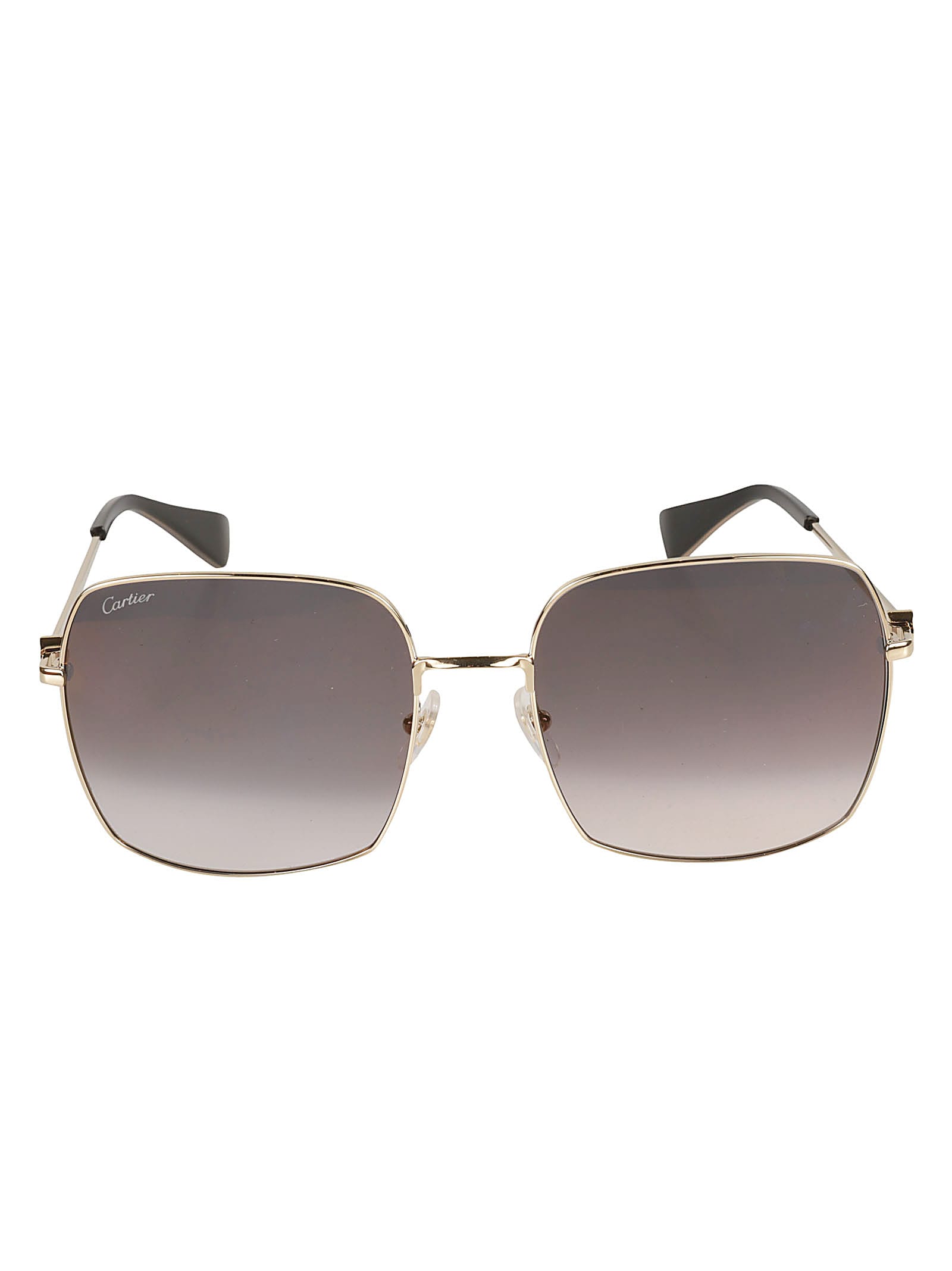 Shop Cartier Square Logo Sunglasses In Gold/grey