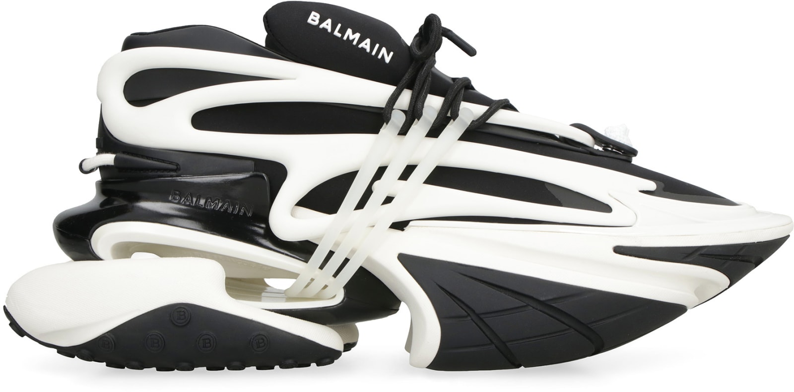 Shop Balmain Unicorn Low-top Sneakers In Noir/blanc