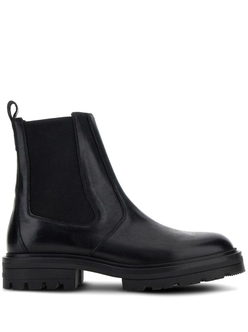 Shop Hogan H673 Round-toe Chelsea Boots In Black