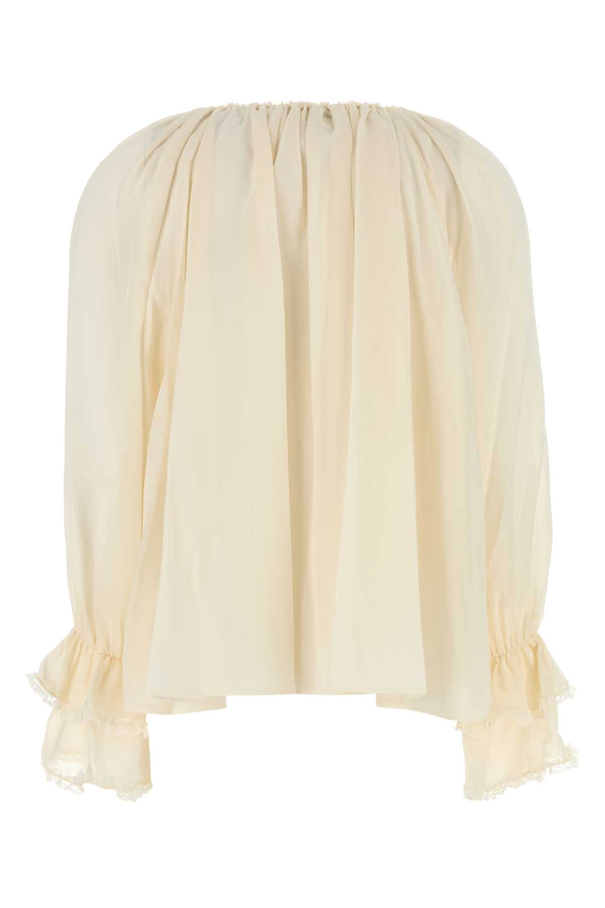 Shop Chloé Ivory Silk Blouse In Pristinewhite