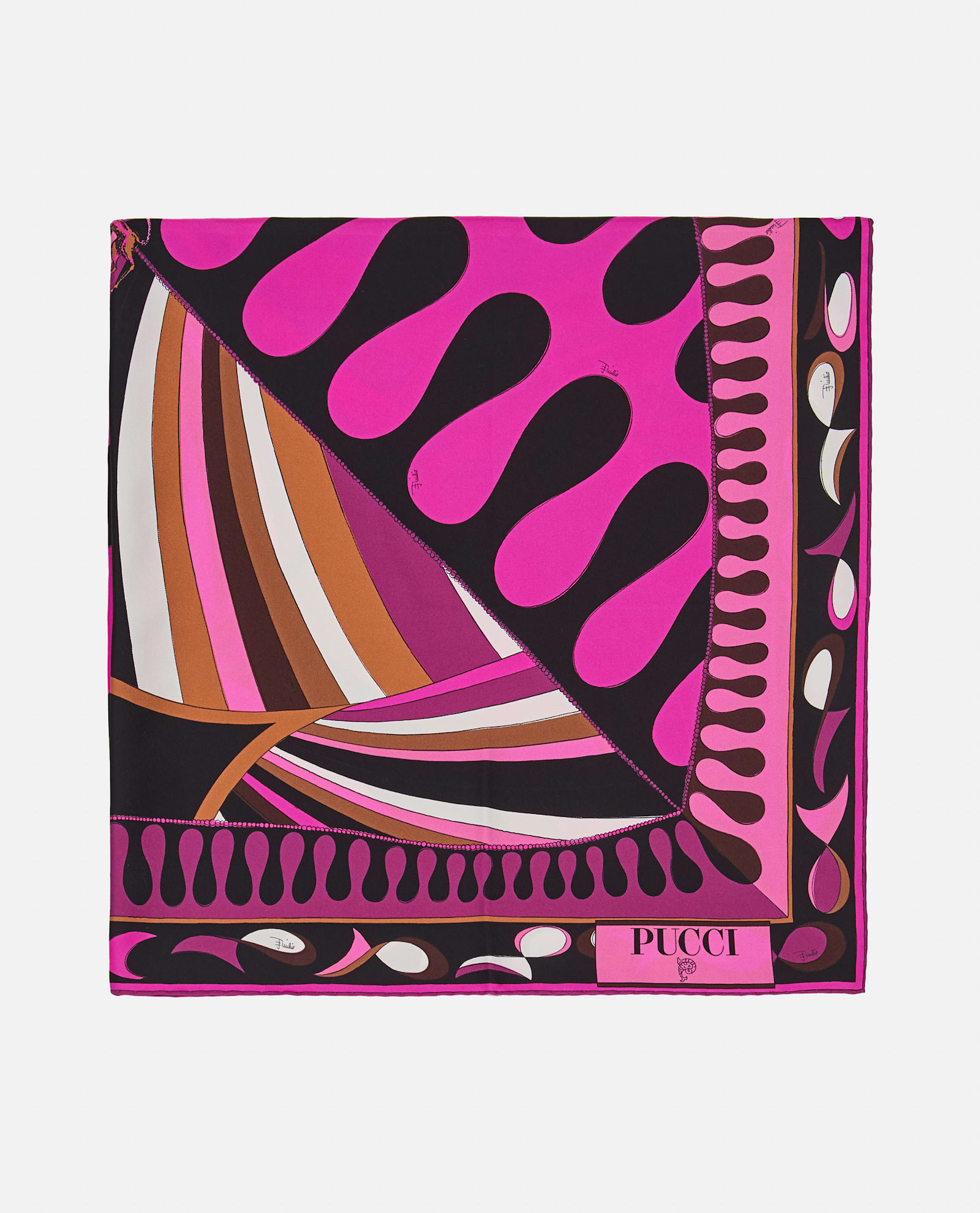 Shop Pucci 90x90 Silk Twill Foulard In Multicolour