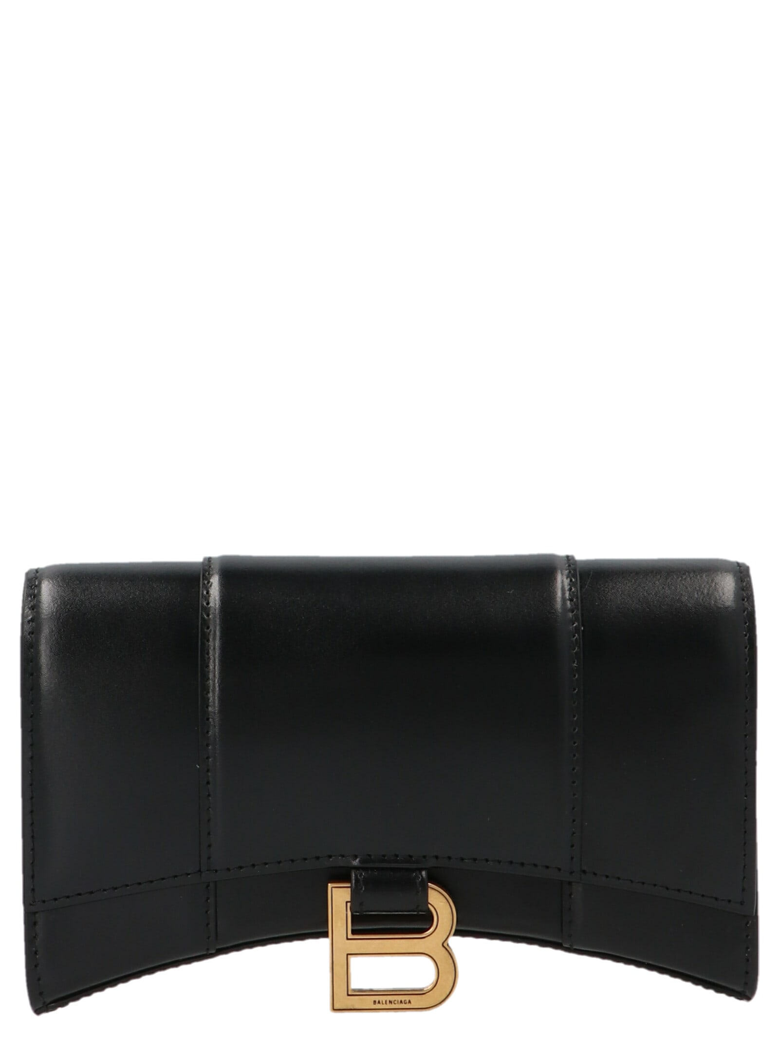 Shop Balenciaga Hourglass Chain Wallet In Black