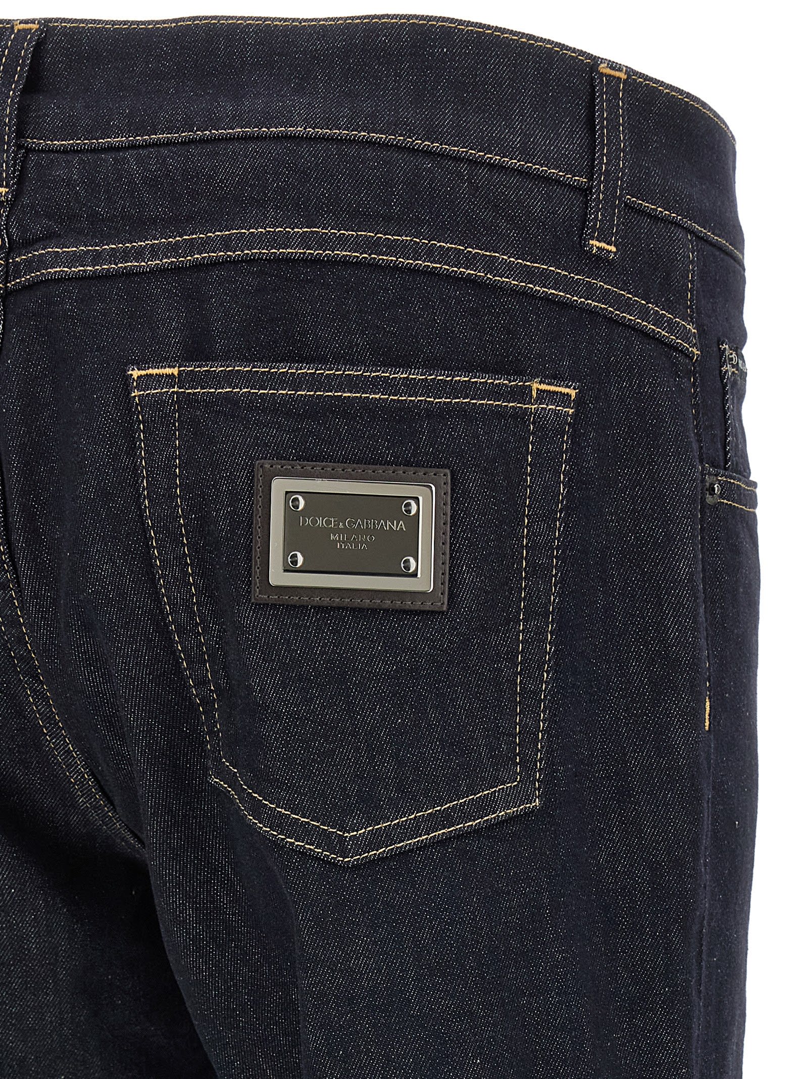 Dolce & Gabbana Trousers With Belt Loops And Contrast Stitching In Multi