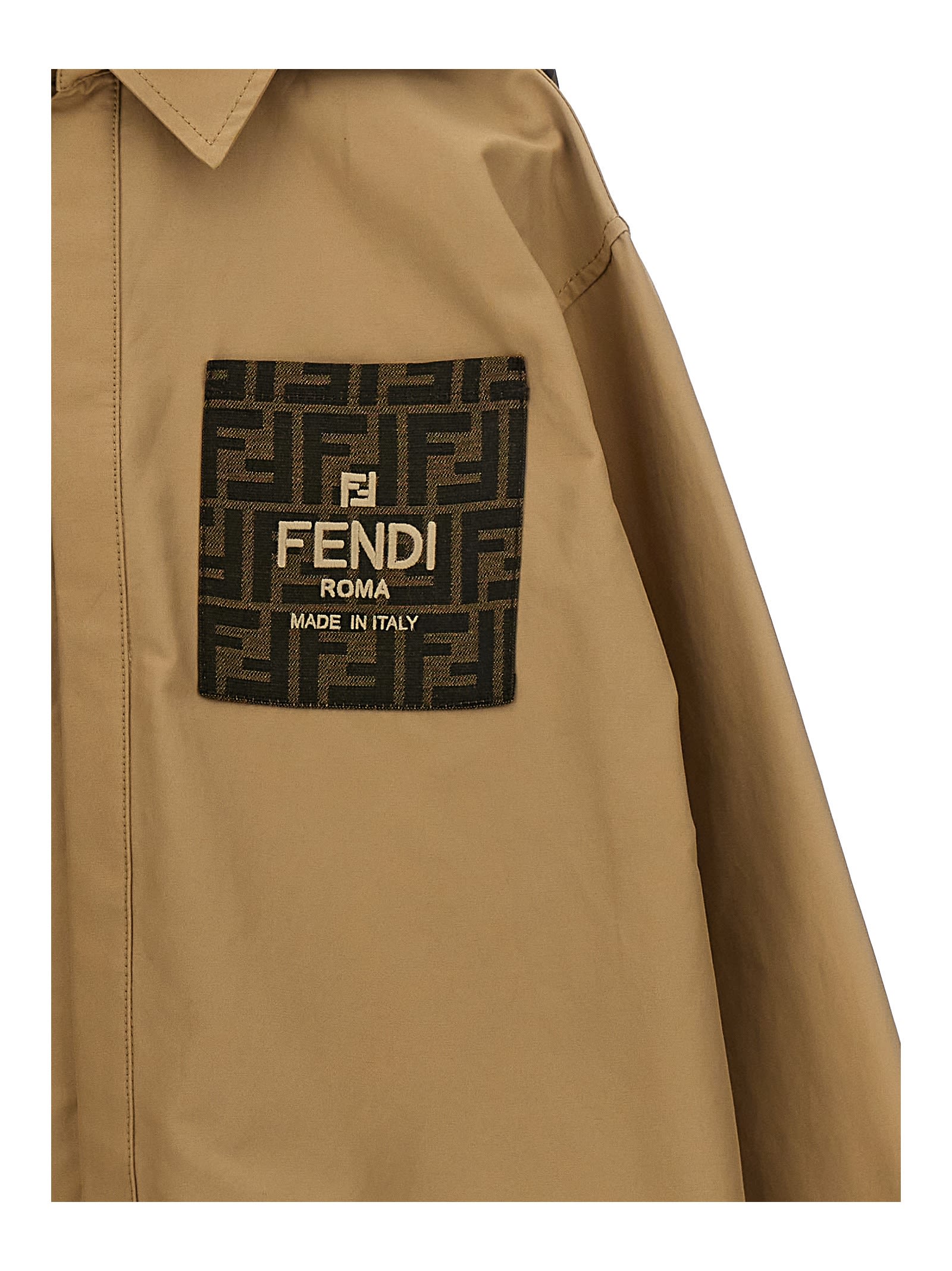 Shop Fendi Ff Hooded Jacket In Beige