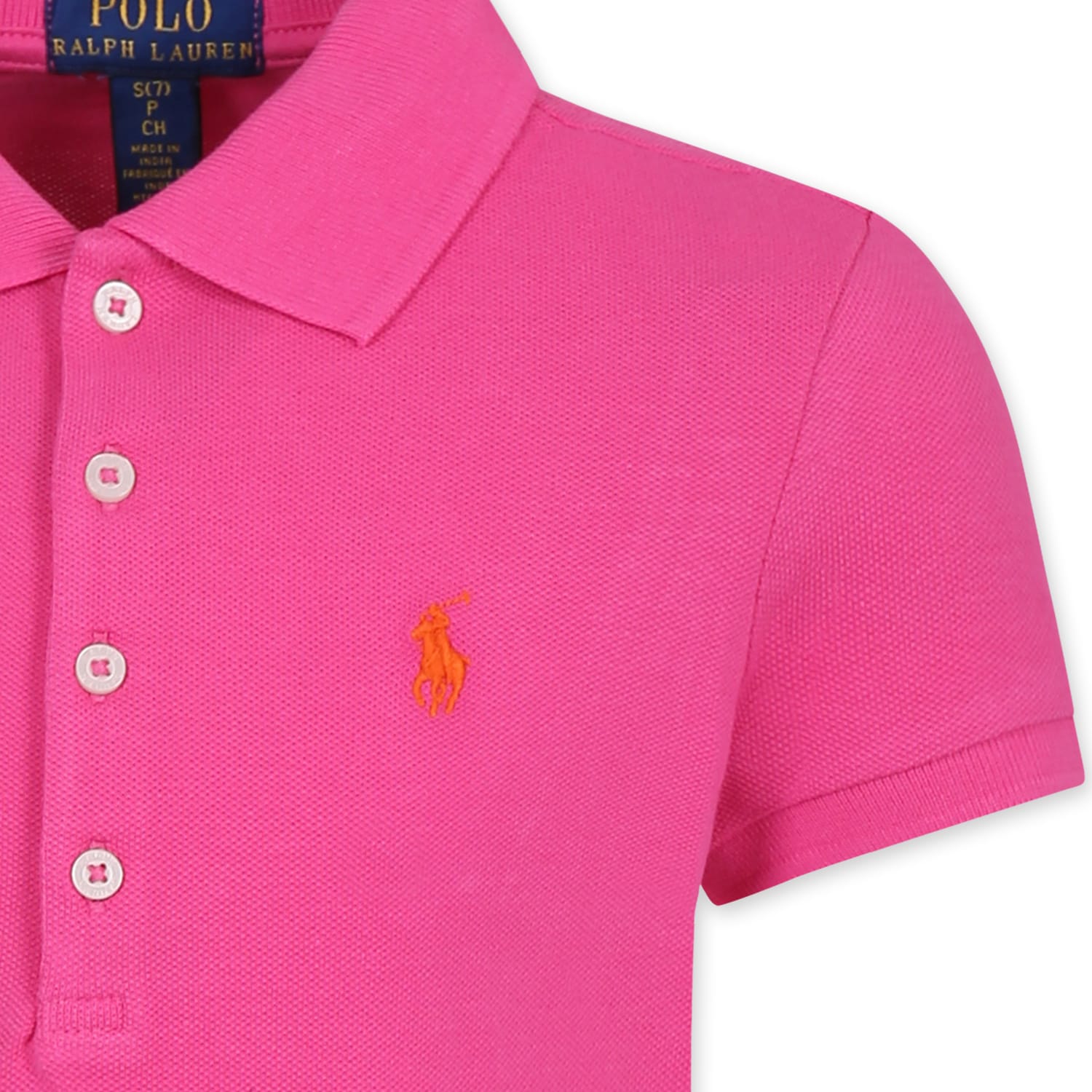 Polo Ralph Lauren Fuchsia Polo Shirt For Girl With Horse In Fuchsia