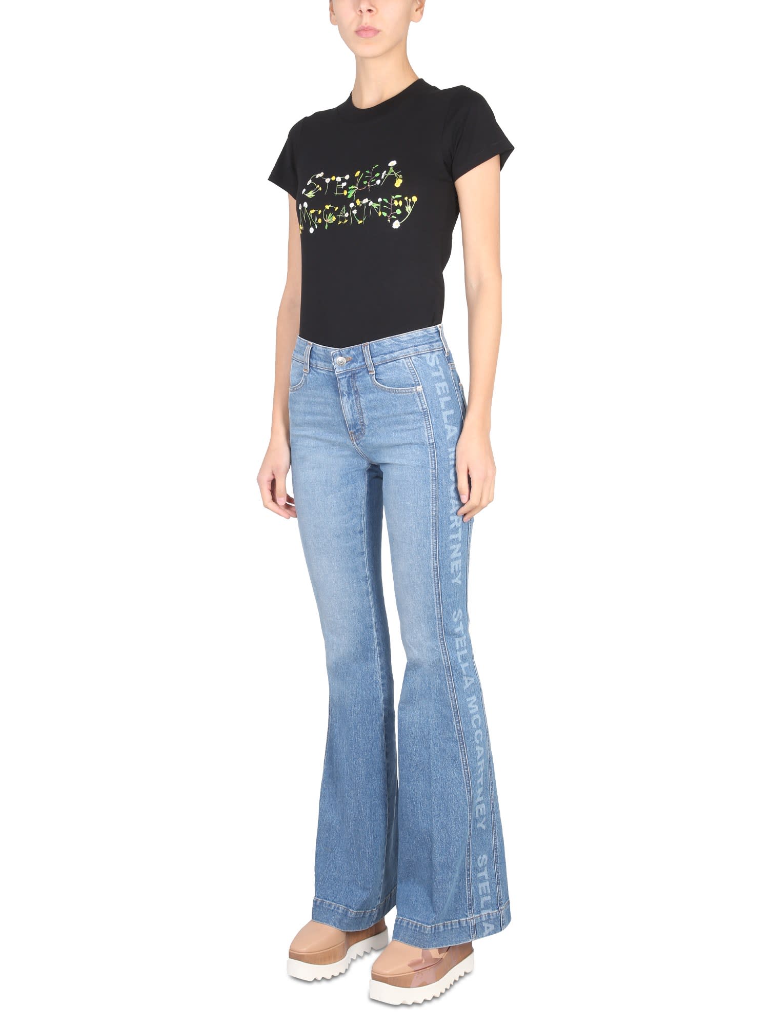 Stella Mccartney Dandelion Logo-print T-shirt In Black