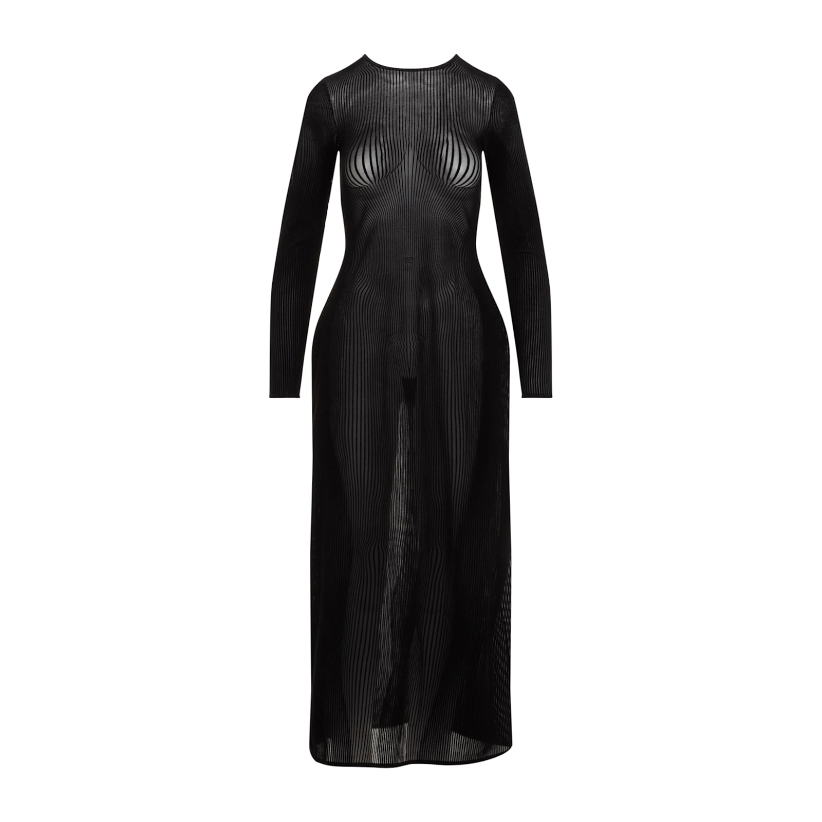 Shop Jean Paul Gaultier Morphing Pinstripes Long Dress In Black Black