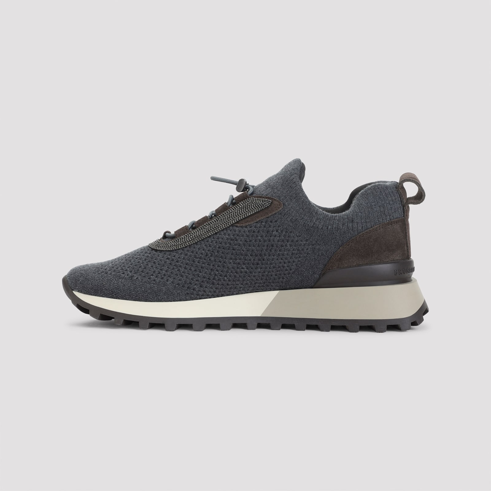 Brunello Cucinelli Performance Knit Sneakers Textured Sole In Black