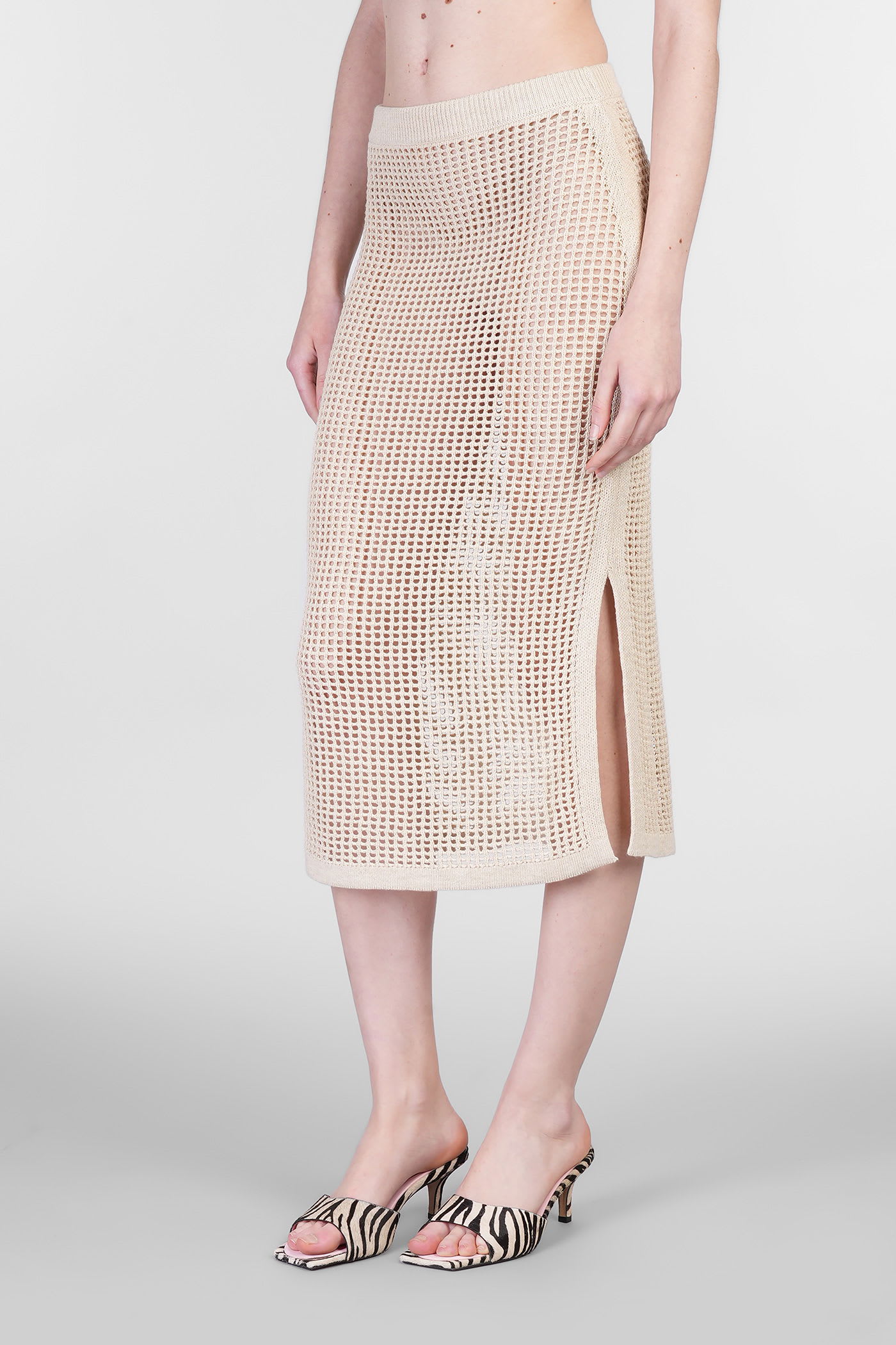Mc2 Saint Barth Darline Skirt In Beige Cotton In Nude