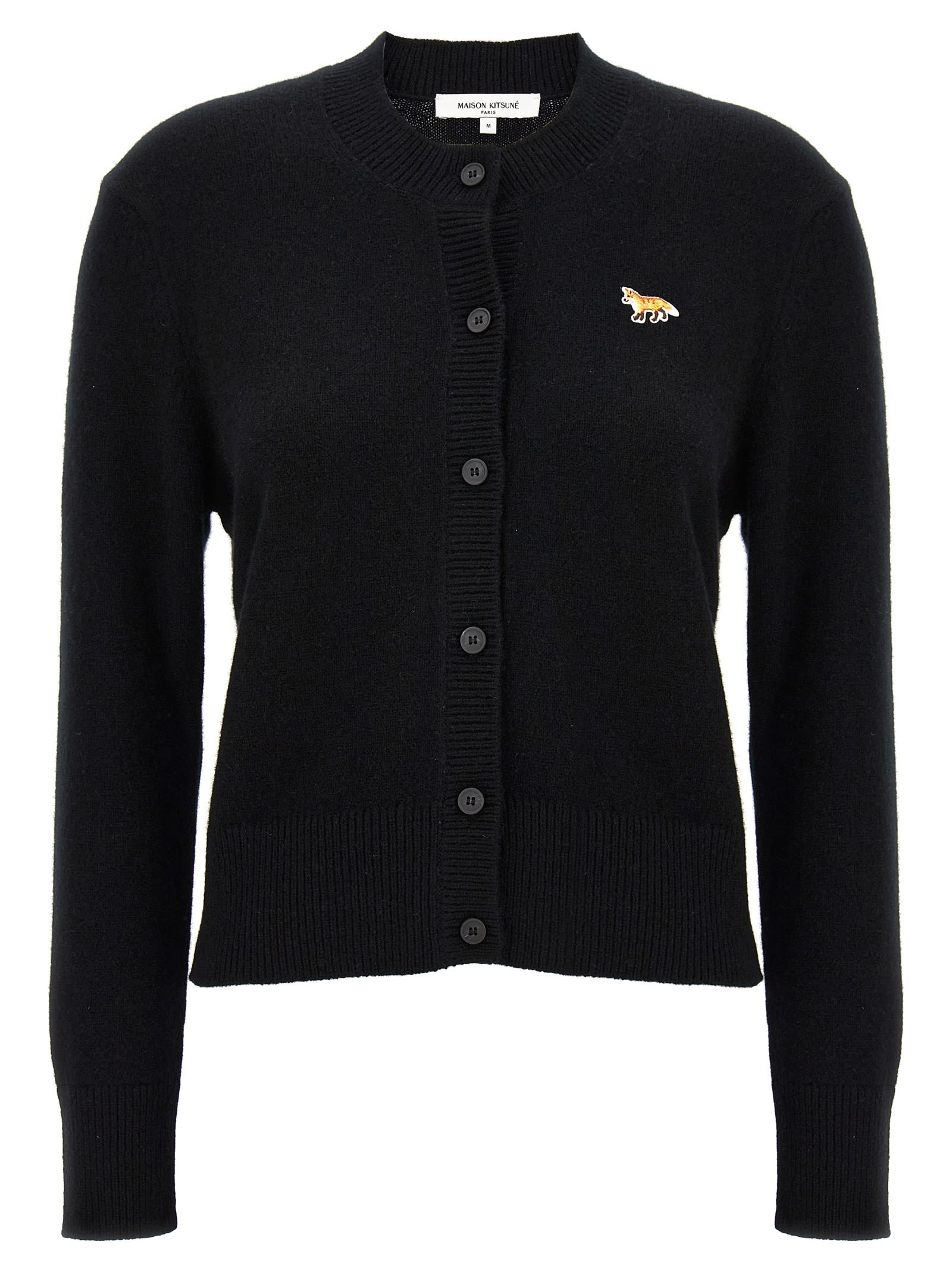 Shop Maison Kitsuné Baby Fox Cardigan In Black