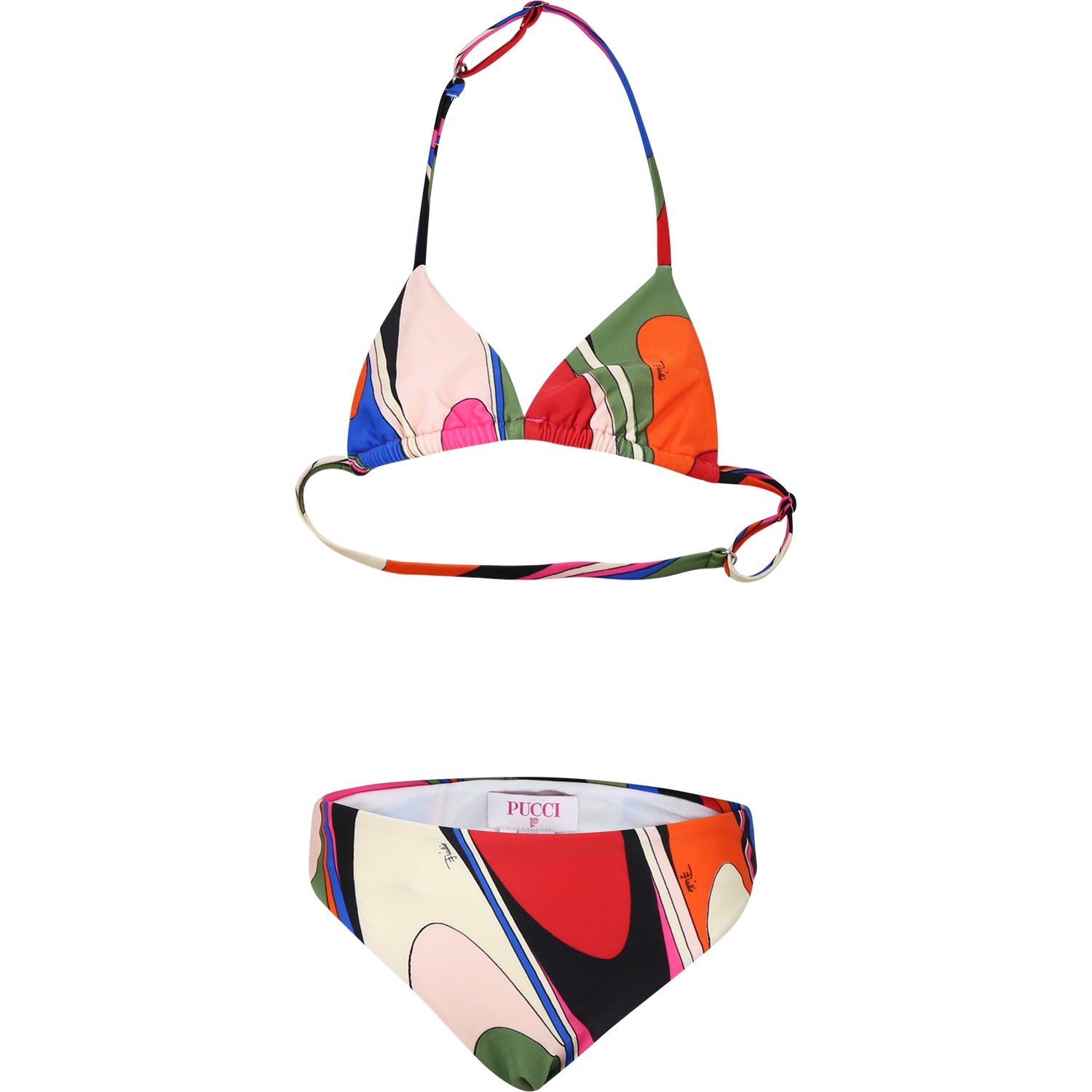 Shop Pucci Multicolor Bikini For Girl With Print And Logo