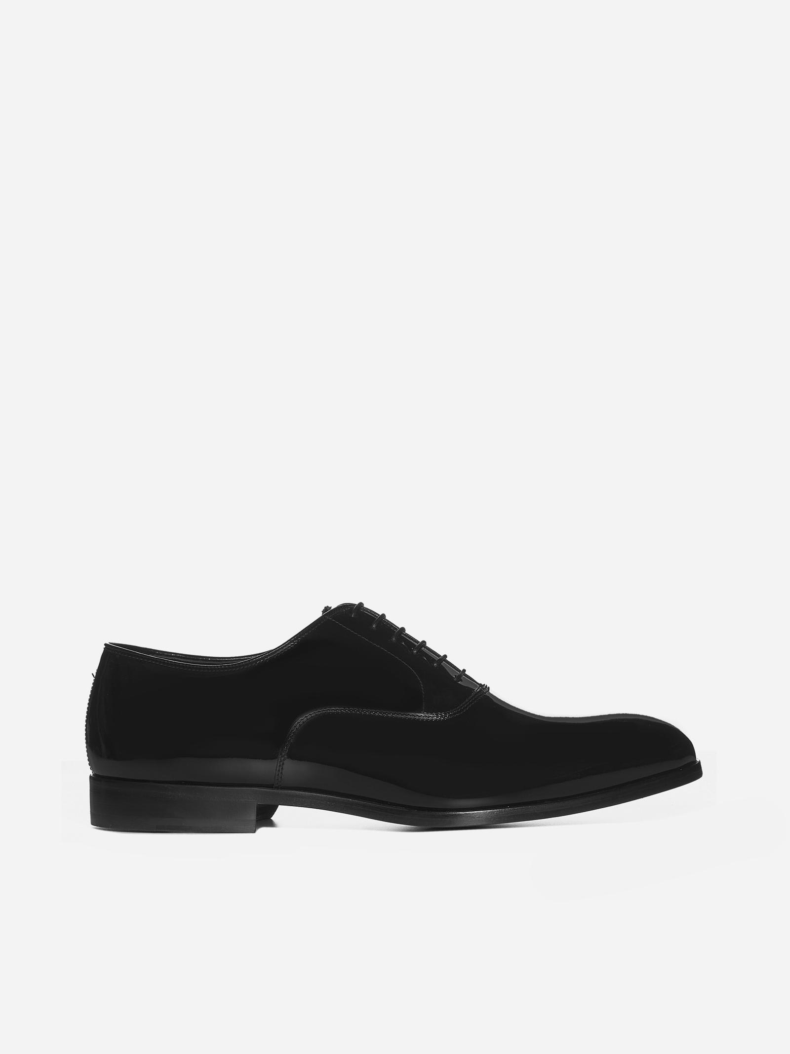 Shop Doucal's Patent Leather Oxford Shoes In Black