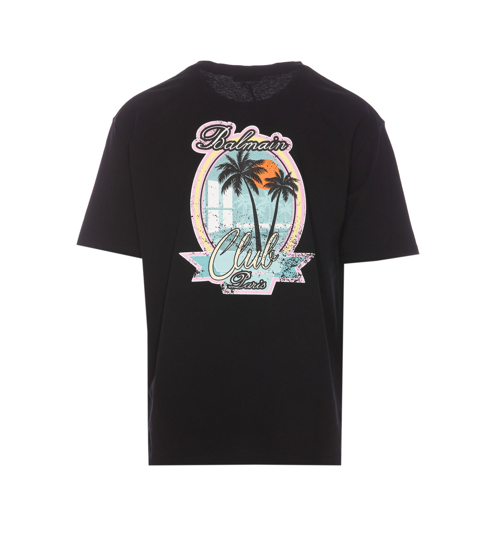 Shop Balmain Club  Signature T-shirt In Black