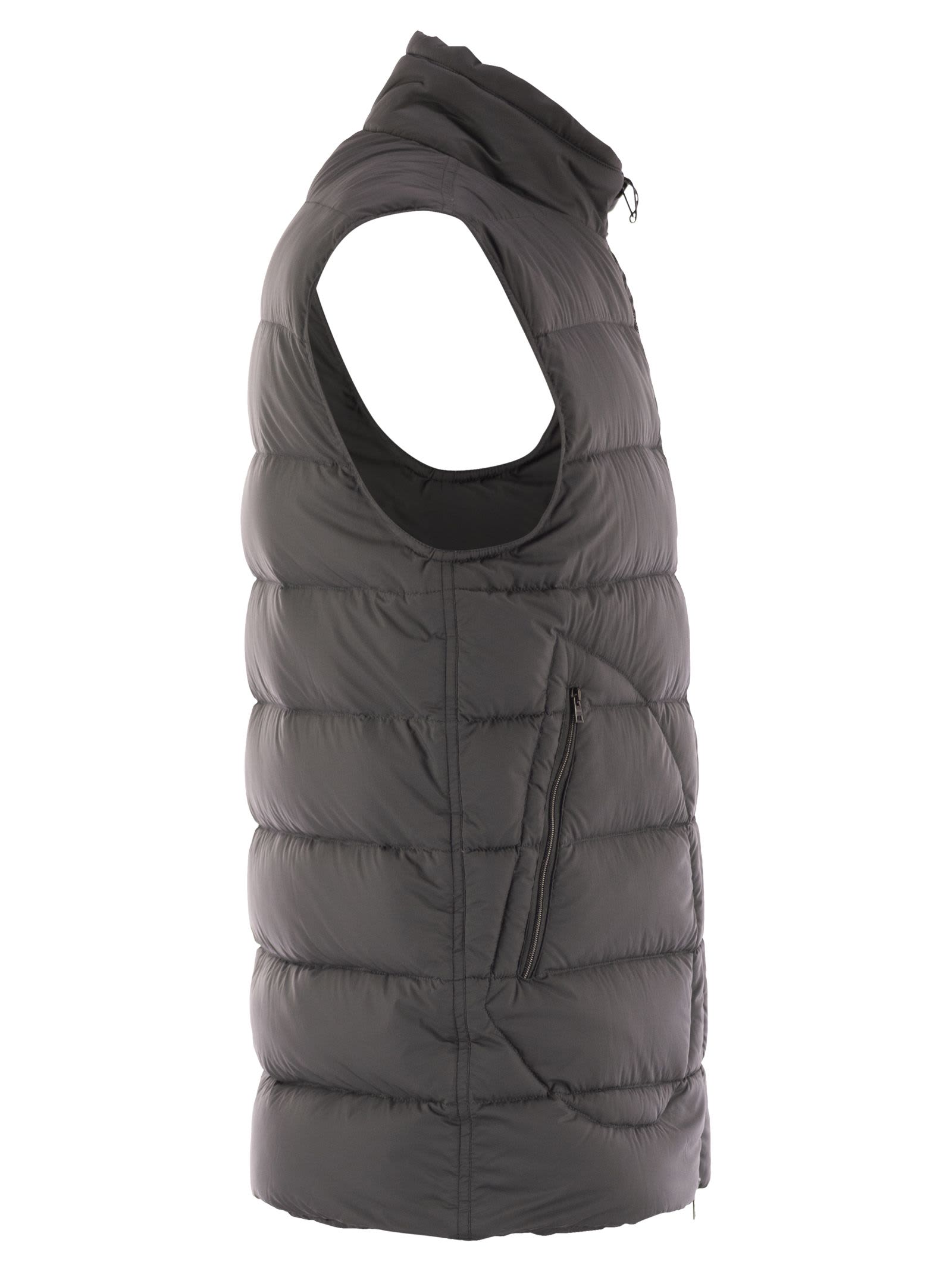 Herno Quilted Vest-style Down Jacket In Gray