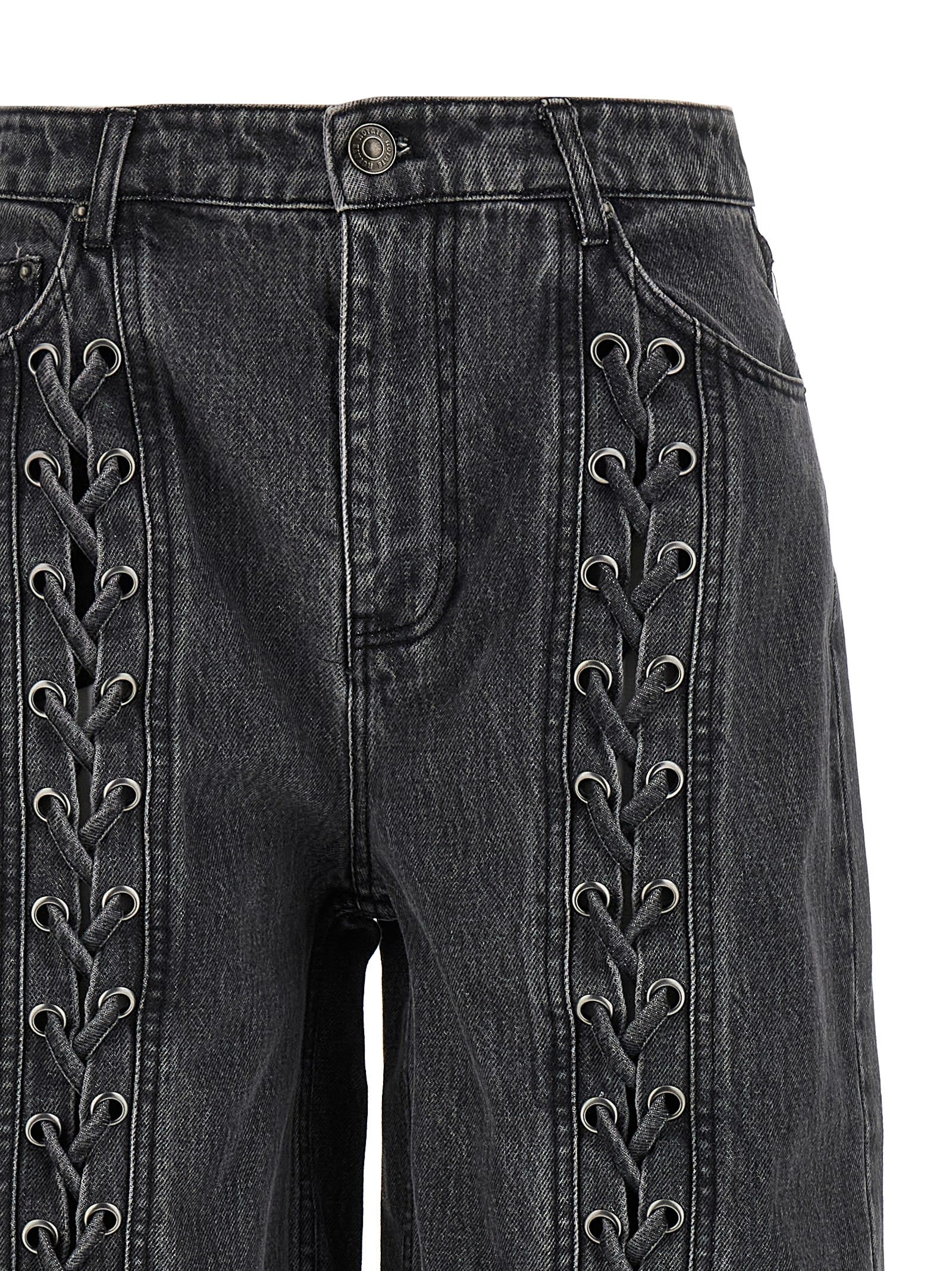 Rotate Birger Christensen Denim Laced Leg Jeans In Black