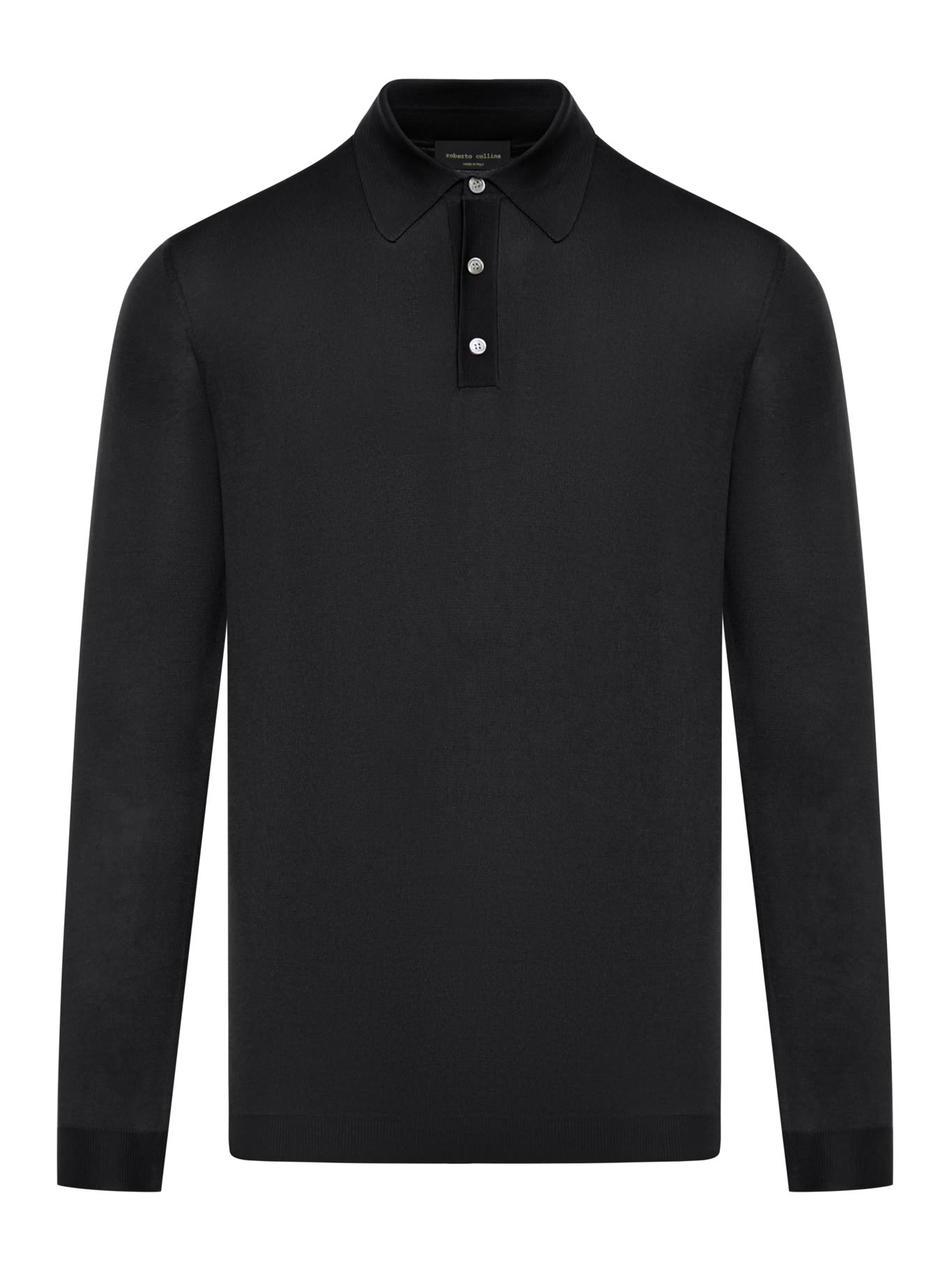 Shop Roberto Collina Polo Long Sleeves In Black