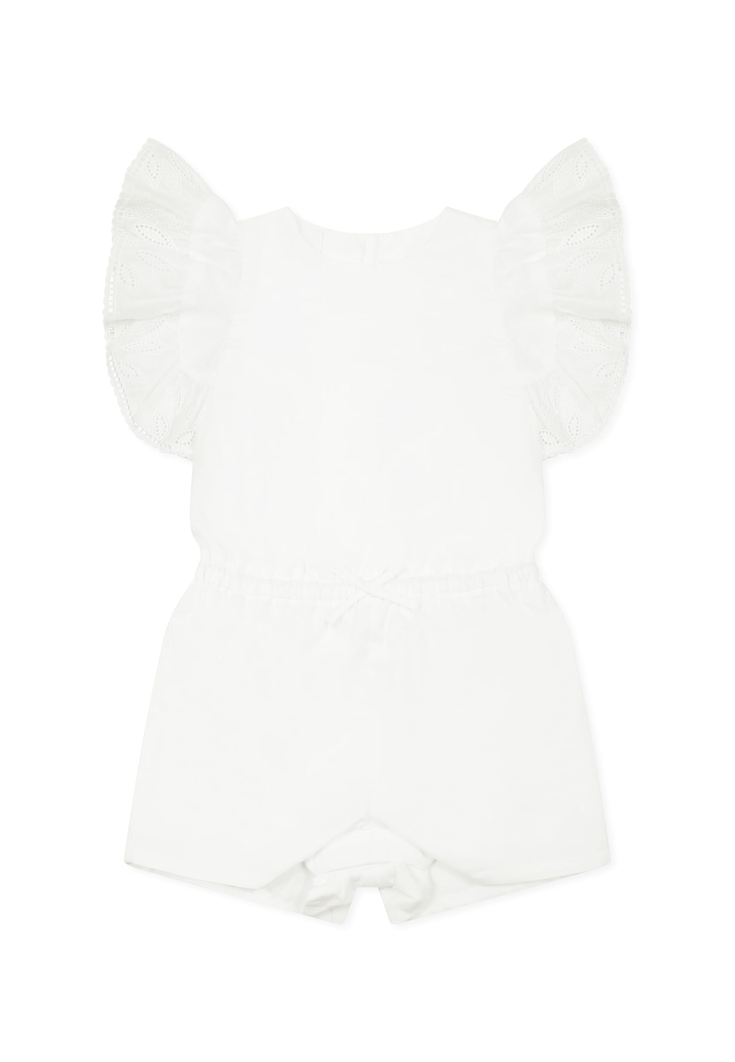 Shop Chloé White Romper For Baby Girl With Logo