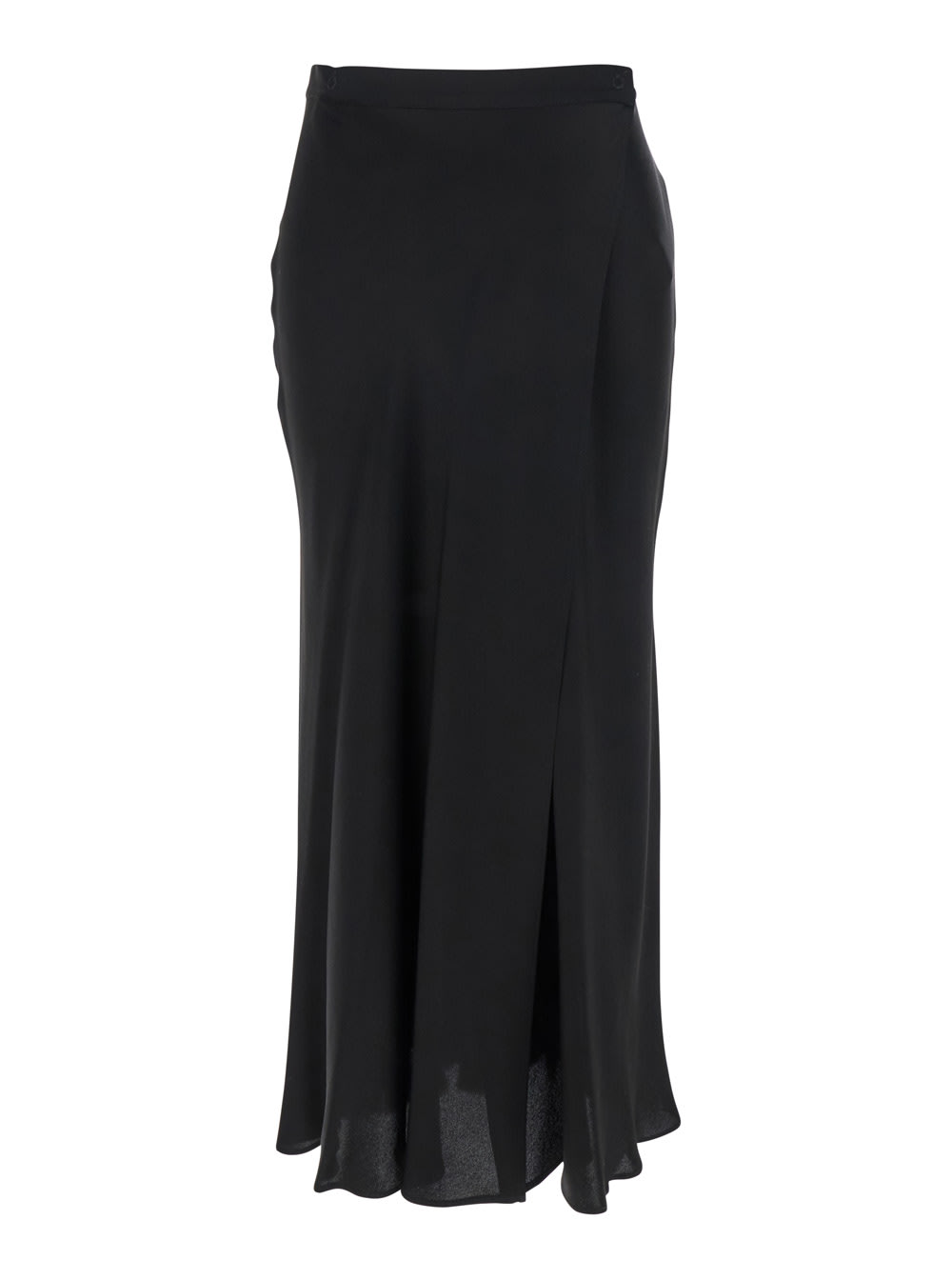 ambra Black Skirt With Wrap Design In Silk Blend Woman