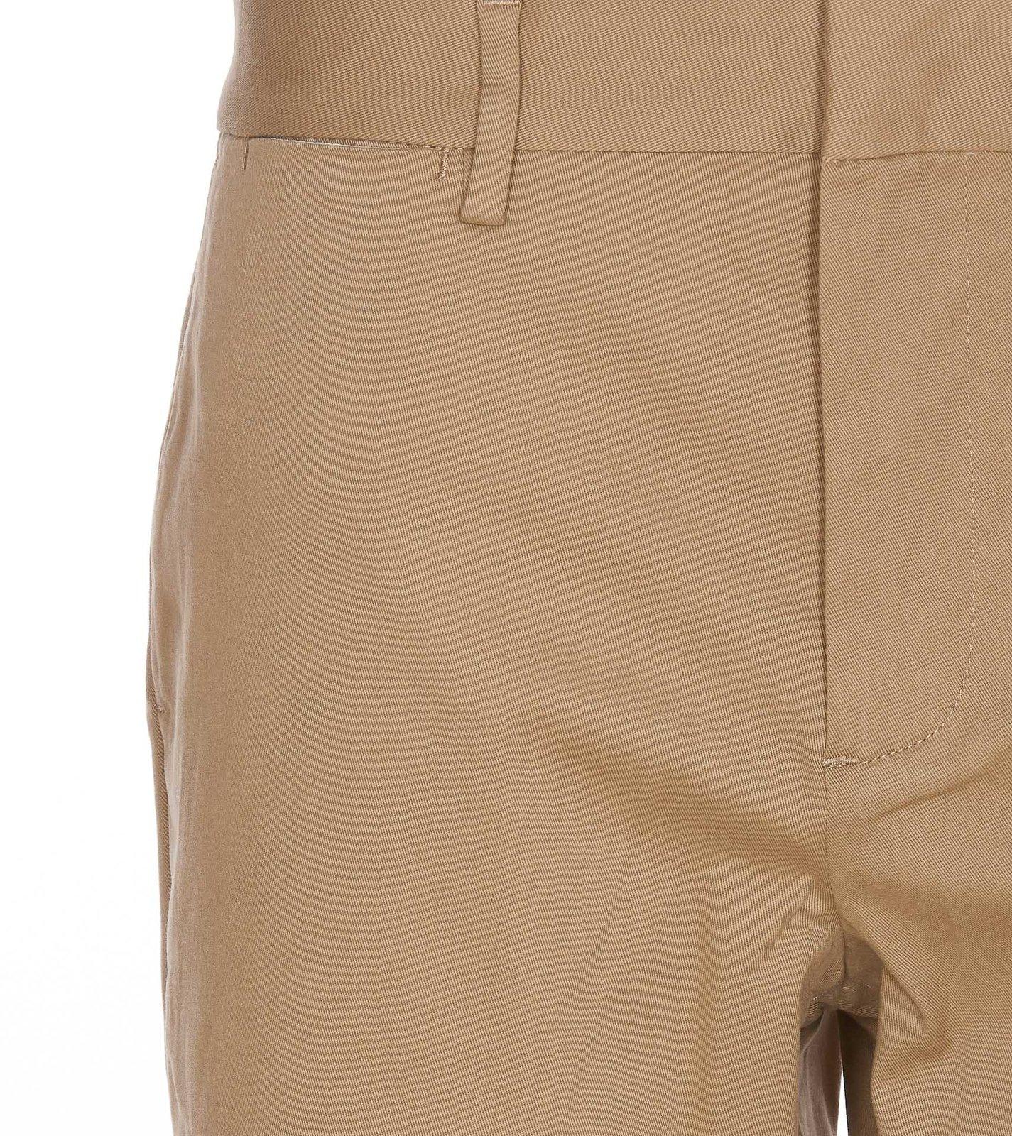 Shop Saint Laurent Button Detailed Straight Leg Pants In Beige
