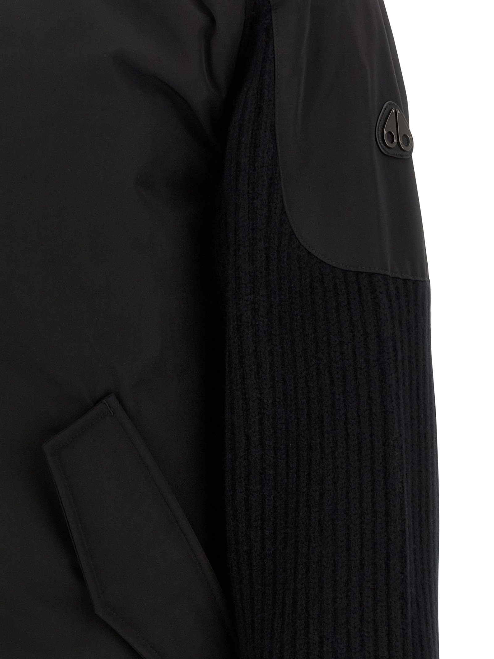 Moose Knuckles Magnus Knit Hybrid Bomber Jacket In Black