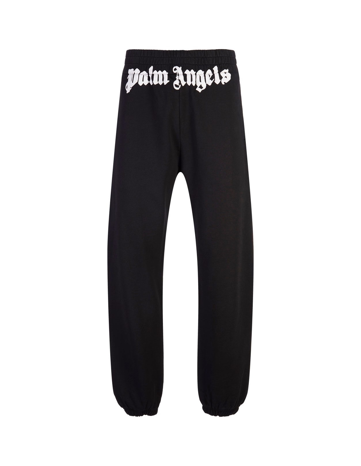 Shop Palm Angels Black Joggers With Logo On Waist