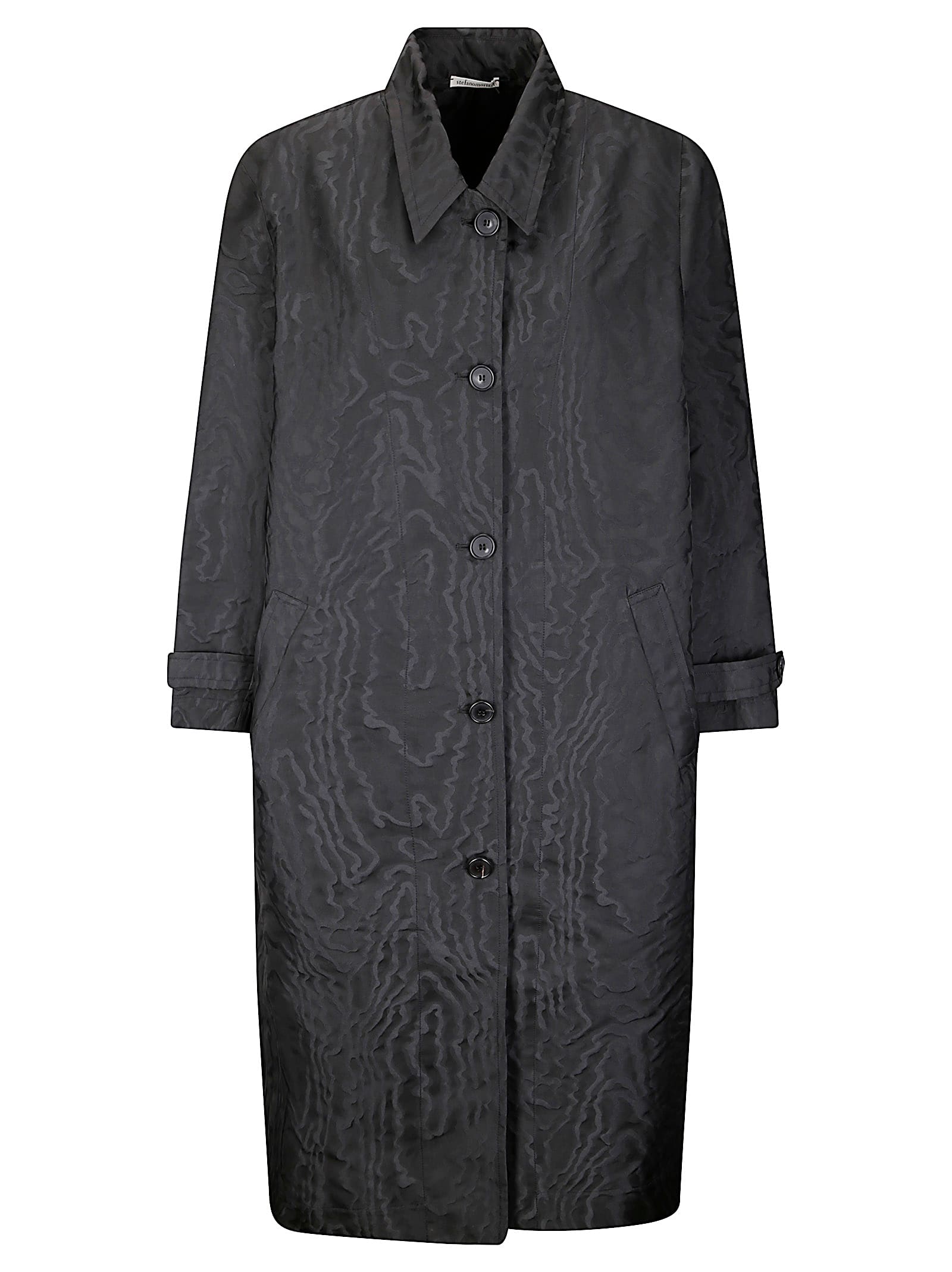 Stefano Mortari Textured Buttoned Trench Coat In Blue