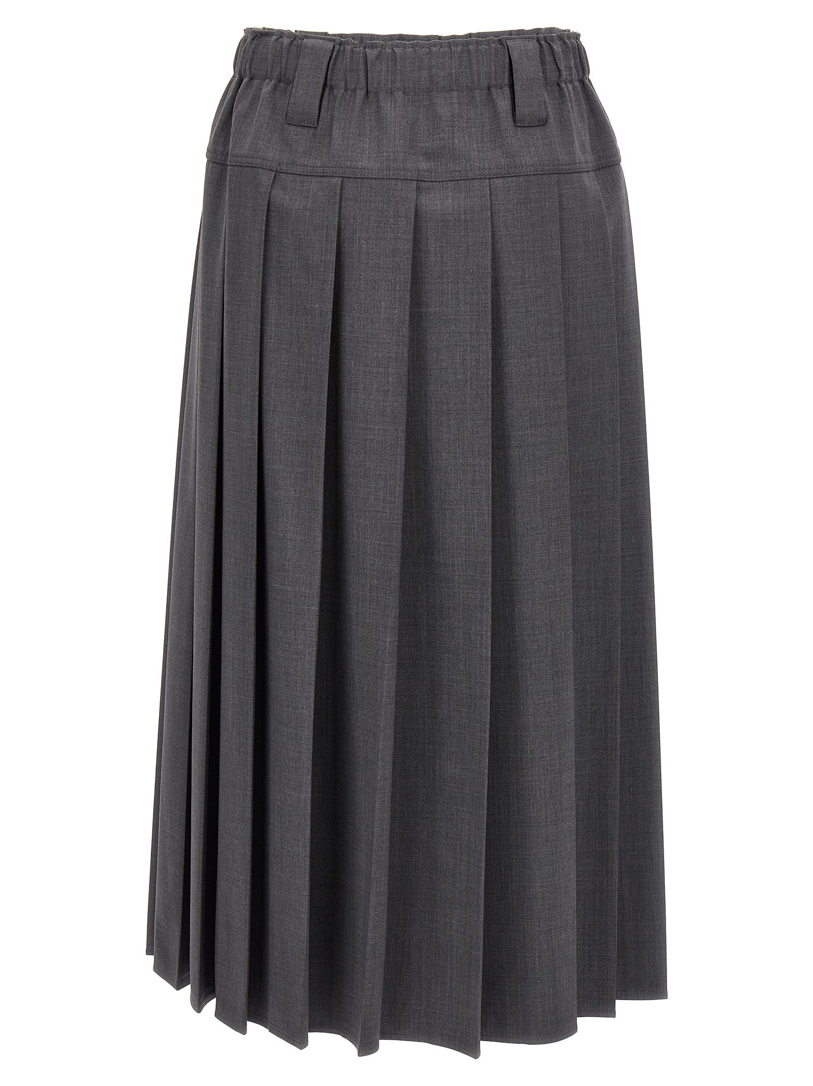 Shop Brunello Cucinelli Pleated Skirt In Gray