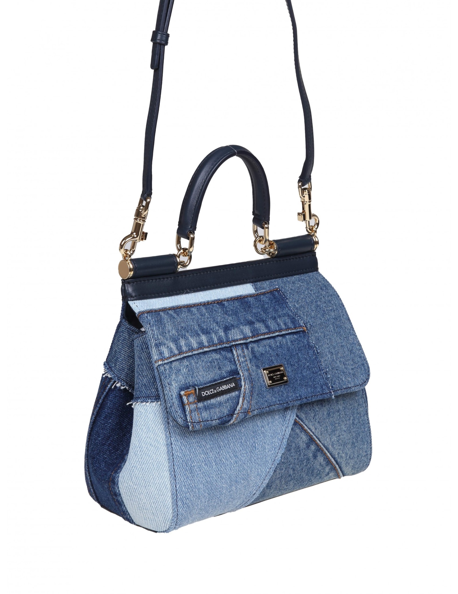 Shop Dolce & Gabbana Sicily Handbag In Patchwork Denim