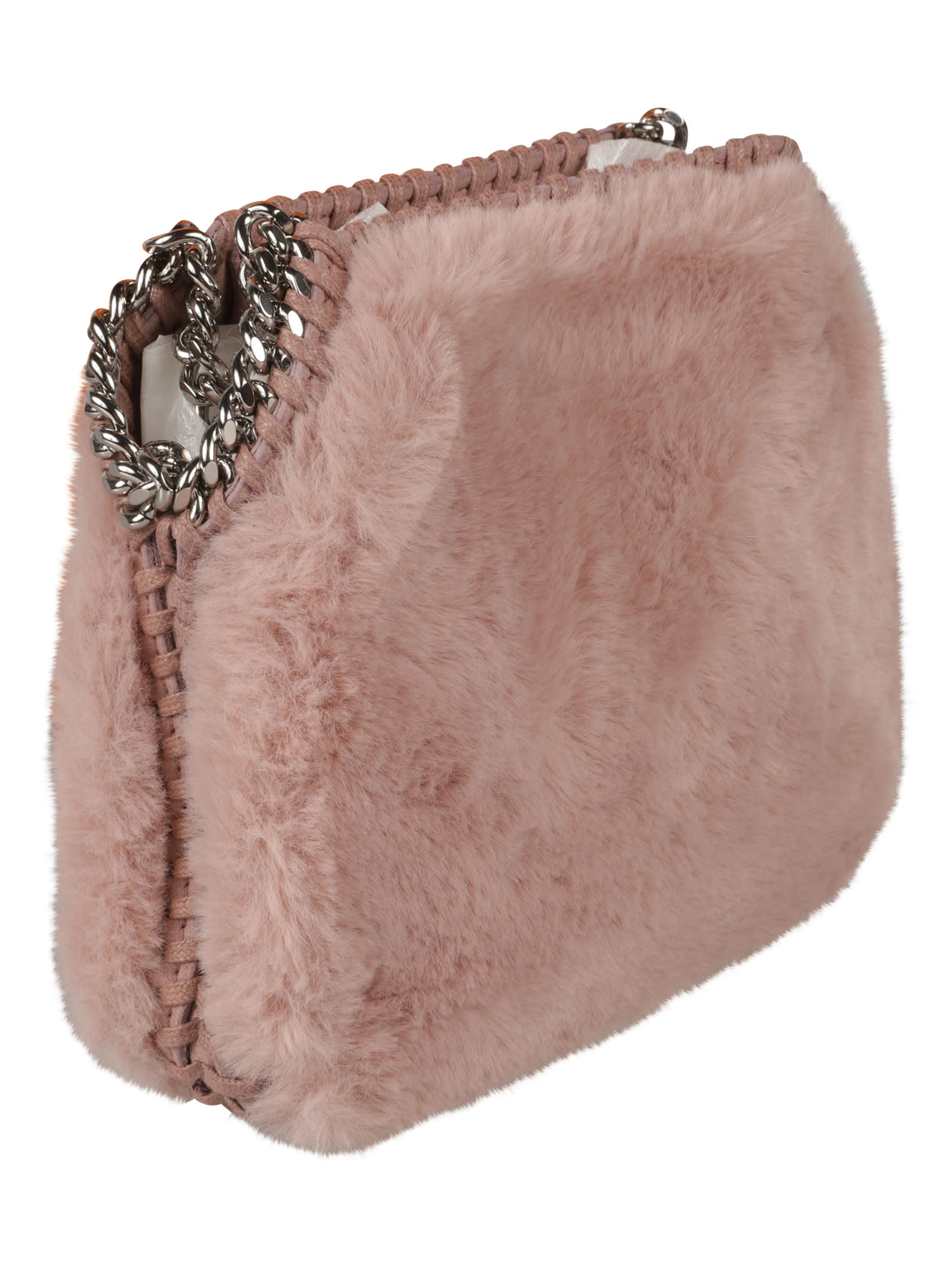 Stella Mccartney Fluffy Fabric Mini Shoulder Bag In Dusty Rose