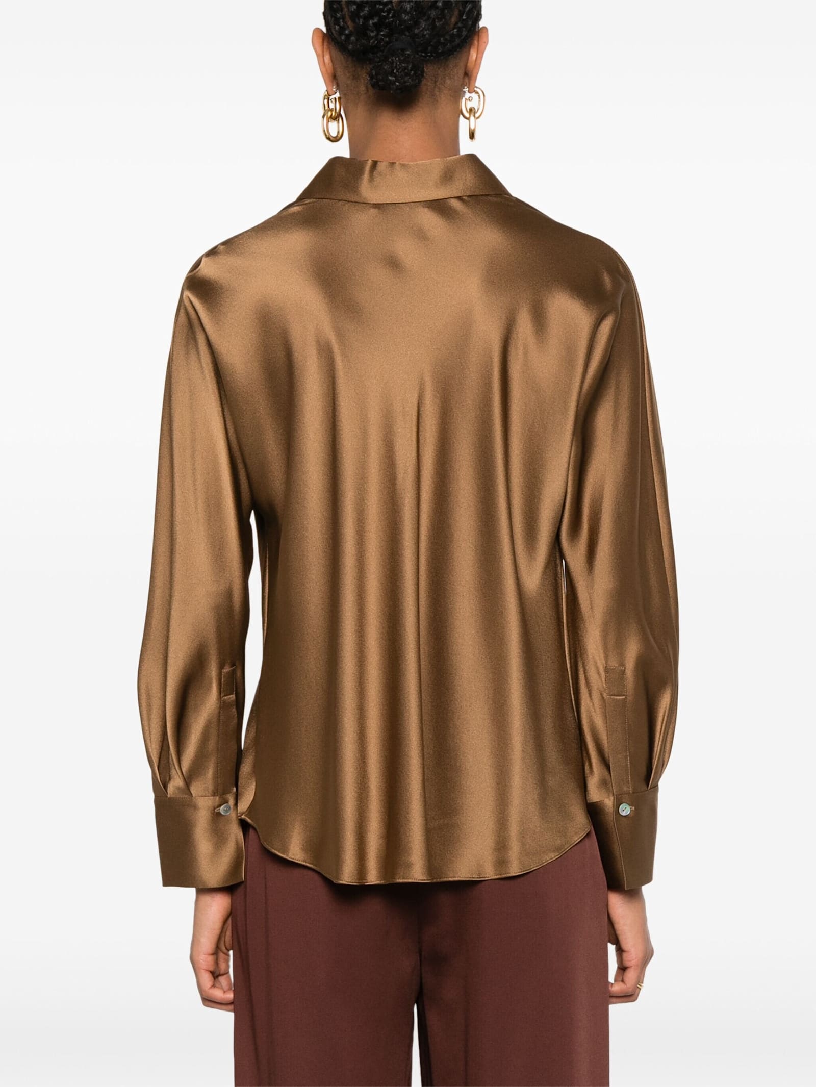 Shop Vince Bias Ls Blouse In Alm Almond