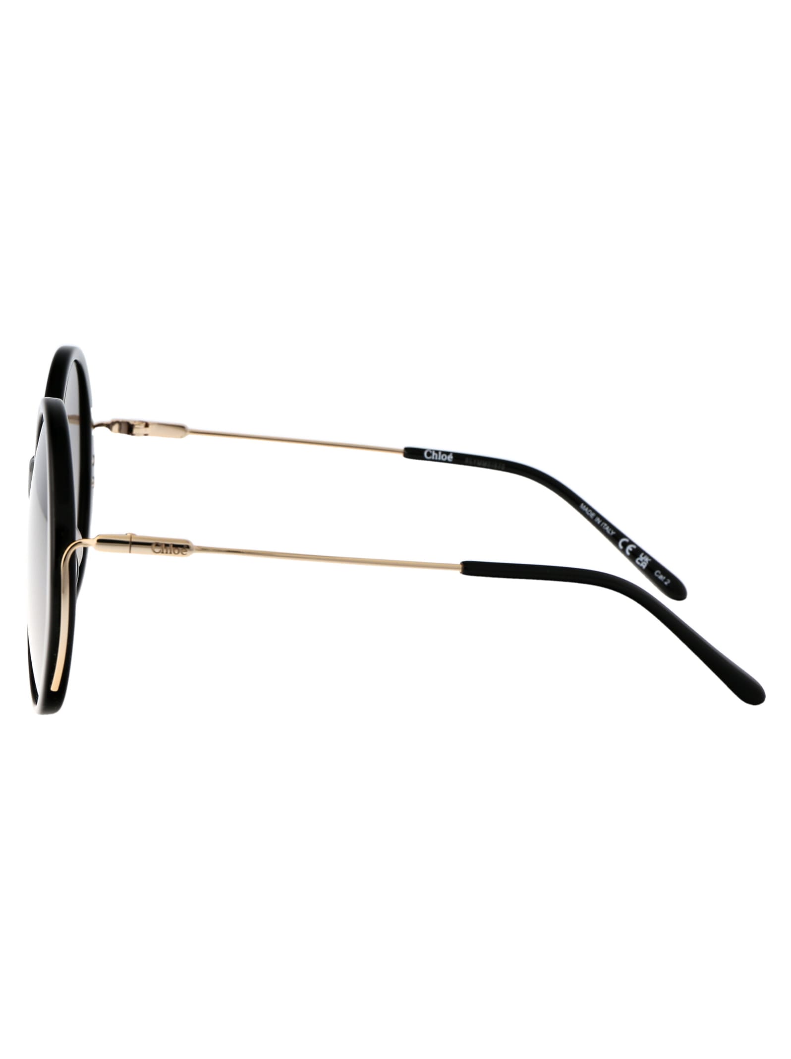 Shop Chloé Ch0171s Sunglasses In 001 Black Gold Grey