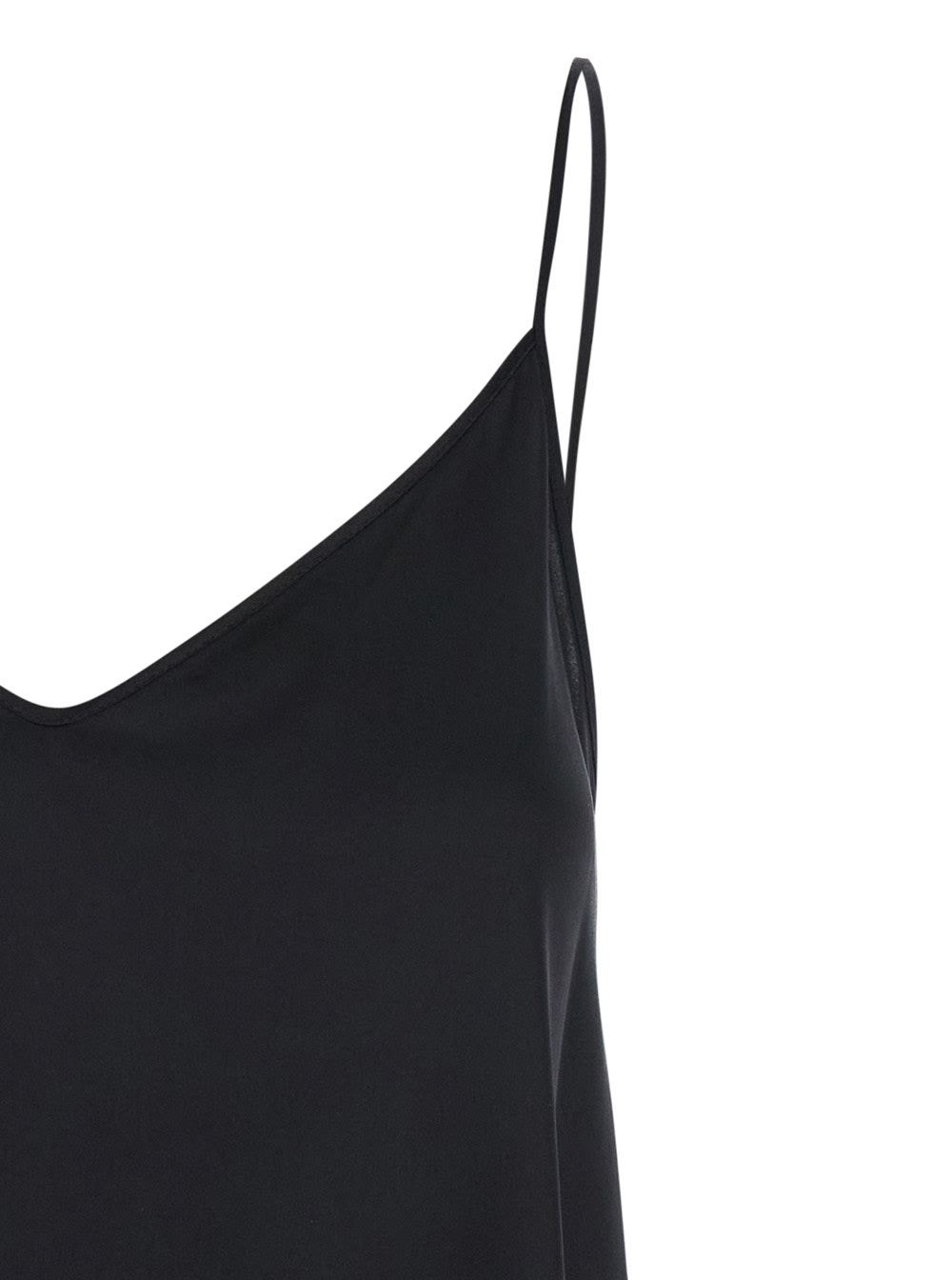 Shop Antonelli Abe Black Sleeveless Top With Spaghetti Straps And V Neck In Silk Stretch Woman
