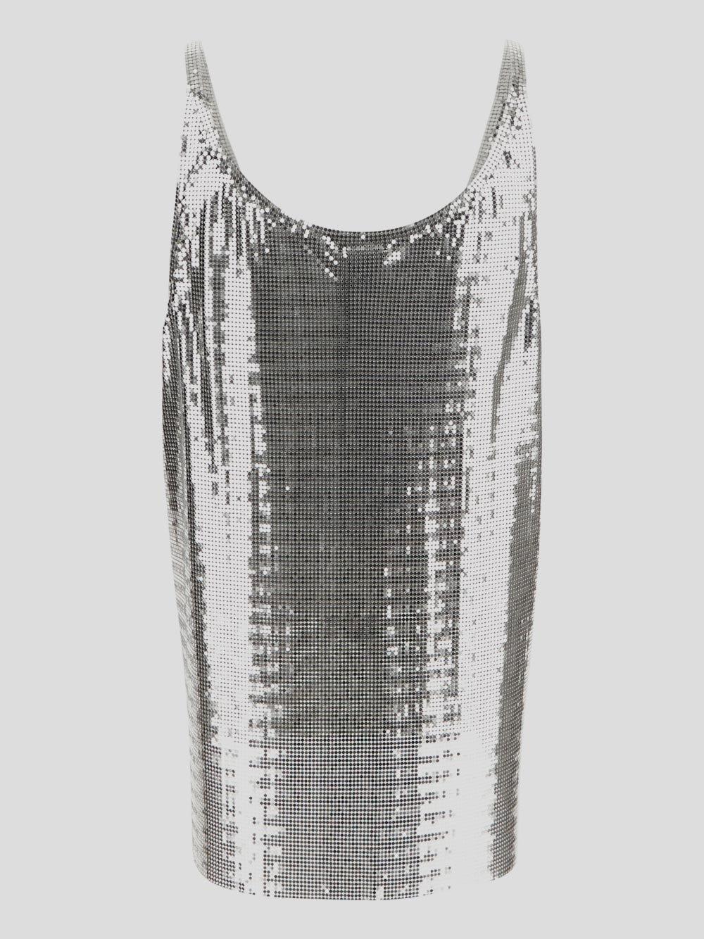 Shop Rabanne Sleeveless Metallic Mesh Tank Top In Silver