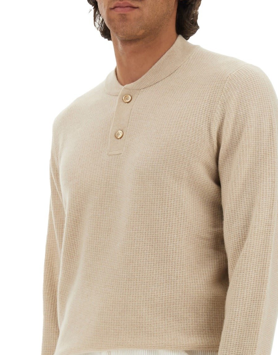 Shop Brunello Cucinelli Waffle Stitch Knitted Jumper In Sand