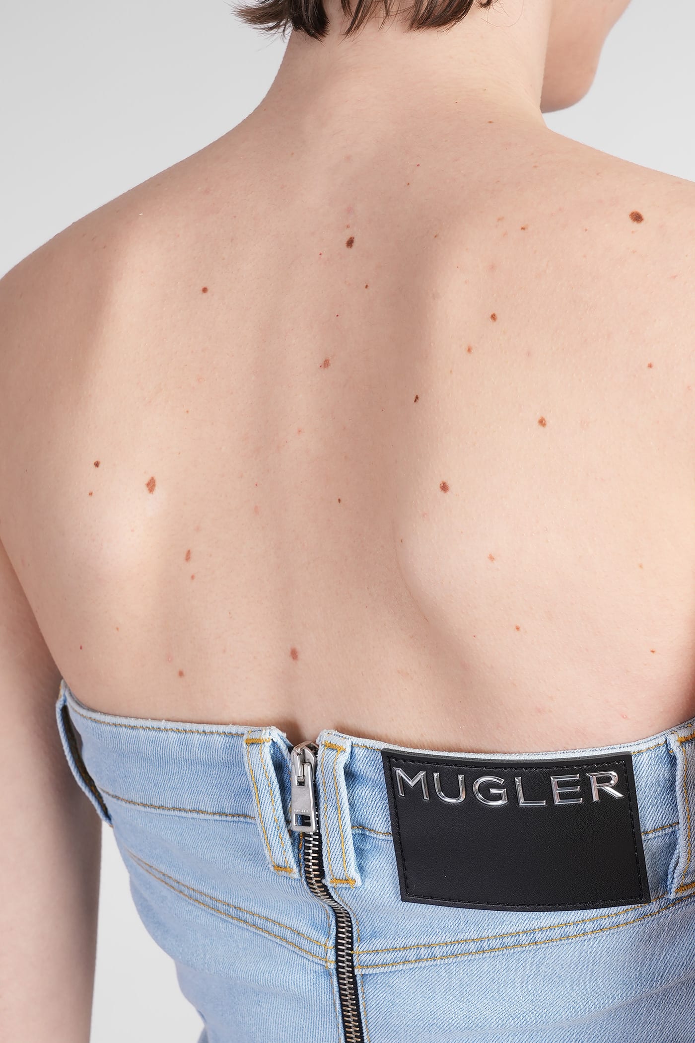 Mugler Women's Denim Bustier Top
