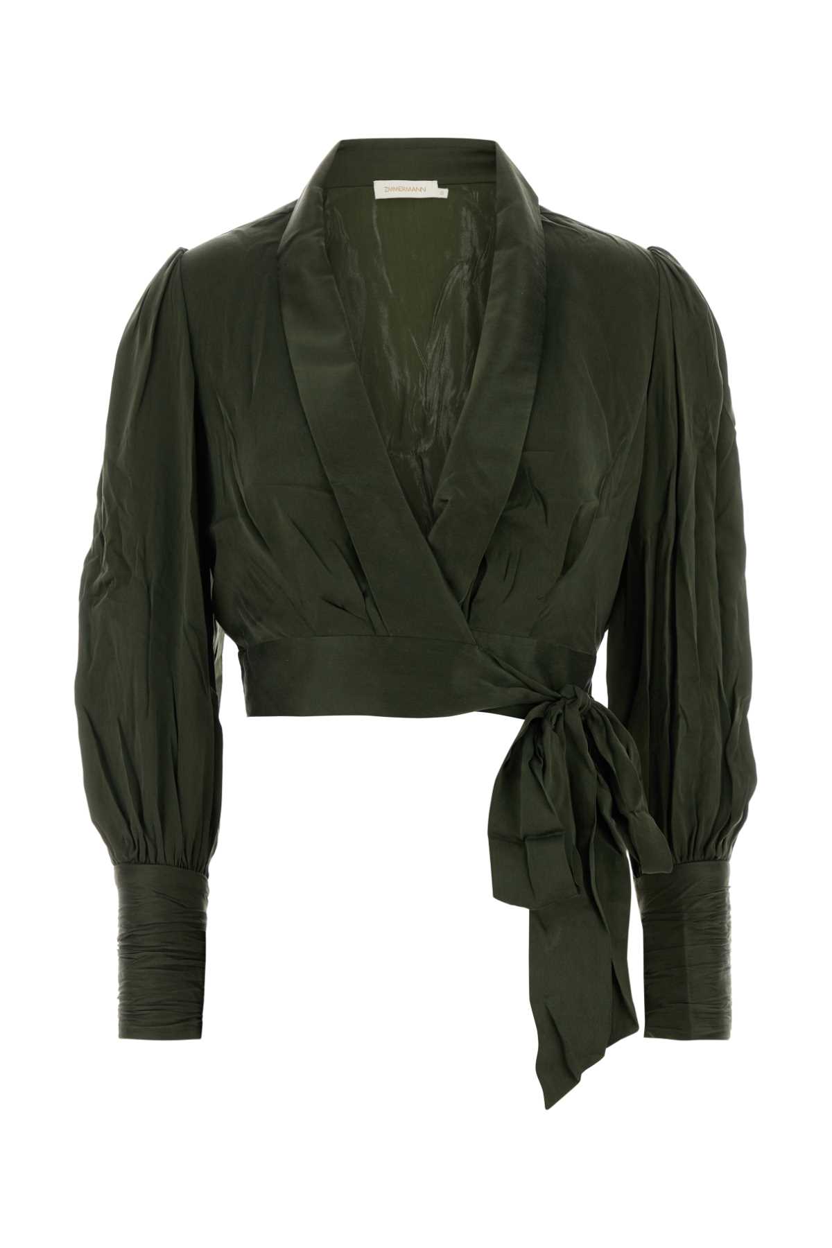 Zimmermann Bottle Green Silk Blouse