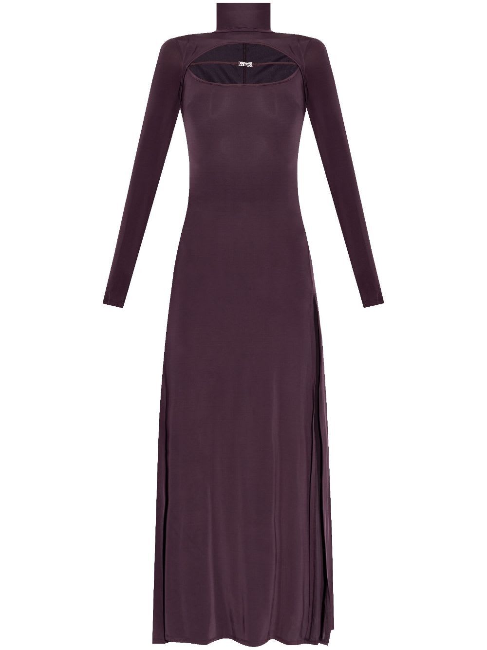 Shop Versace Jeans Couture Plaquet Long Dress In Plum