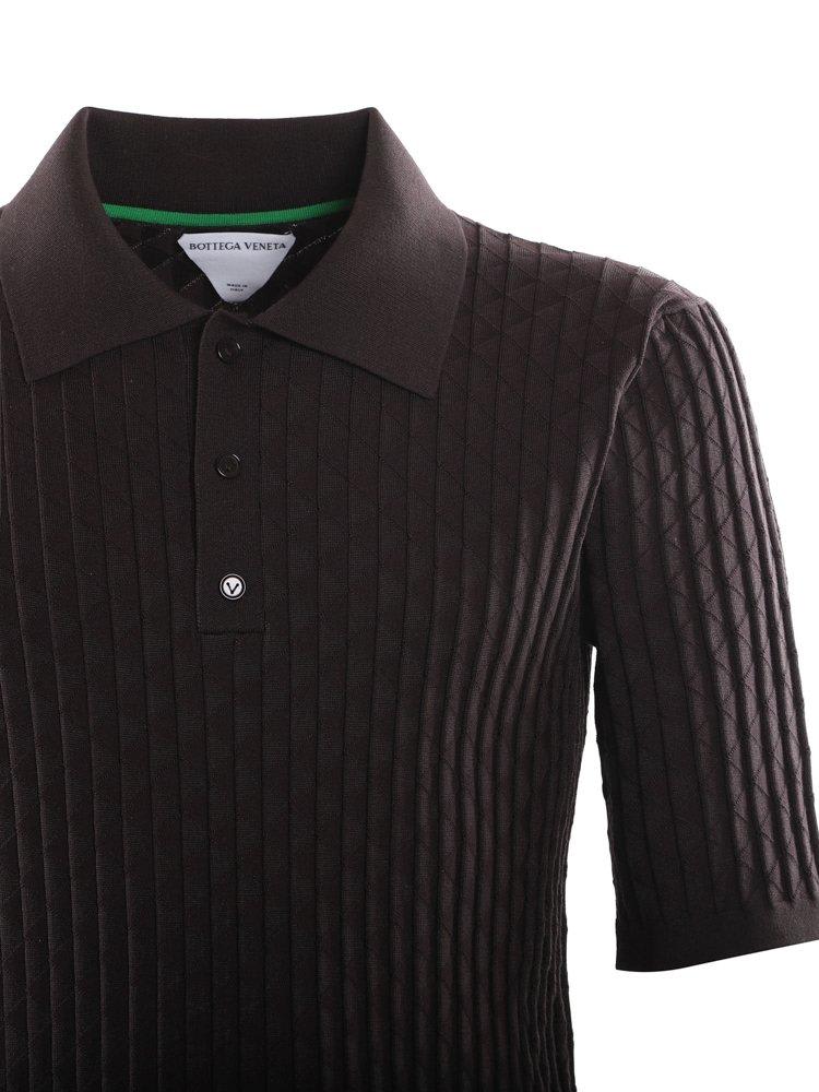 Shop Bottega Veneta Buttoned Polo Shirt In Brown