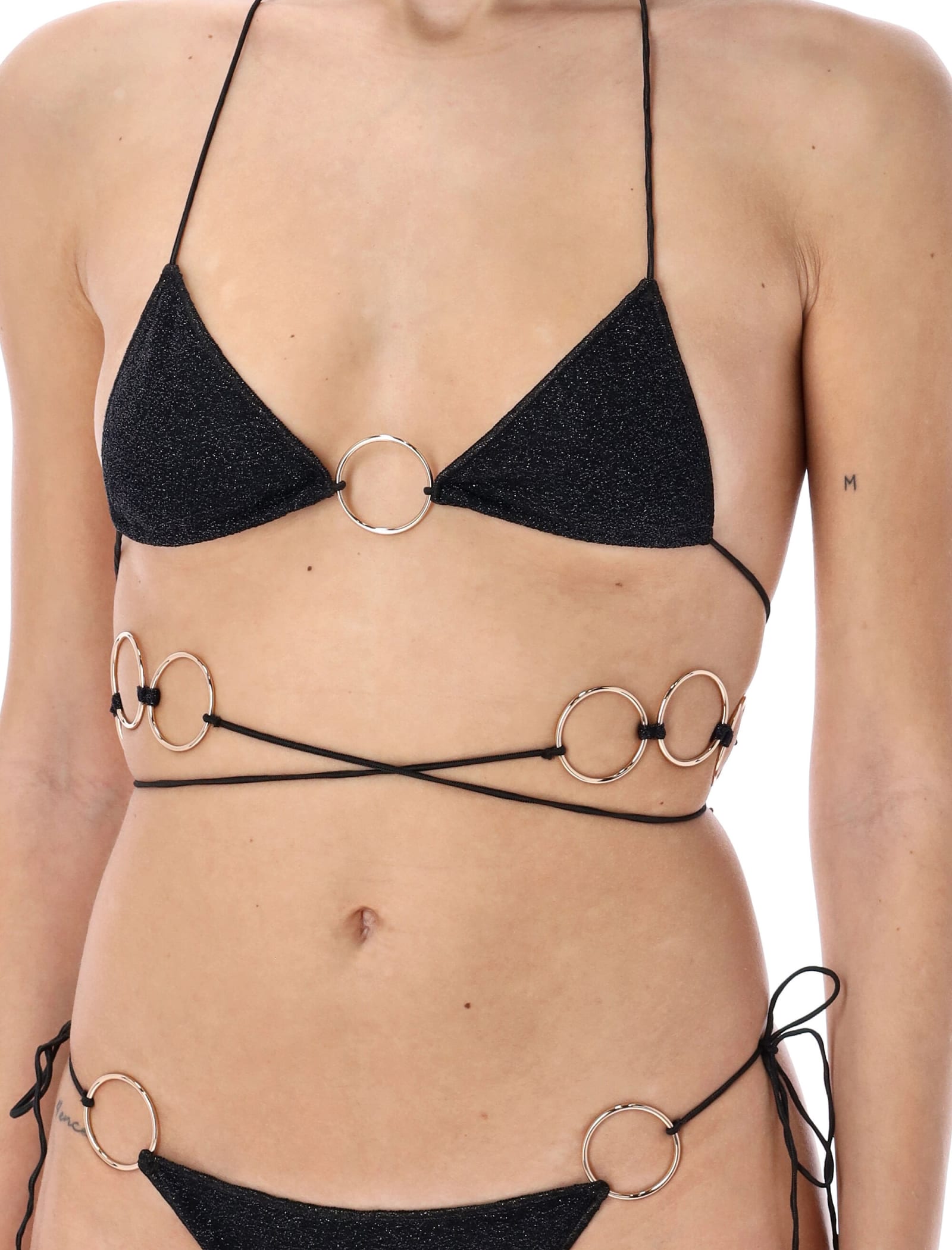 Shop Oseree Lumière Ring Lacé Microkini In Black