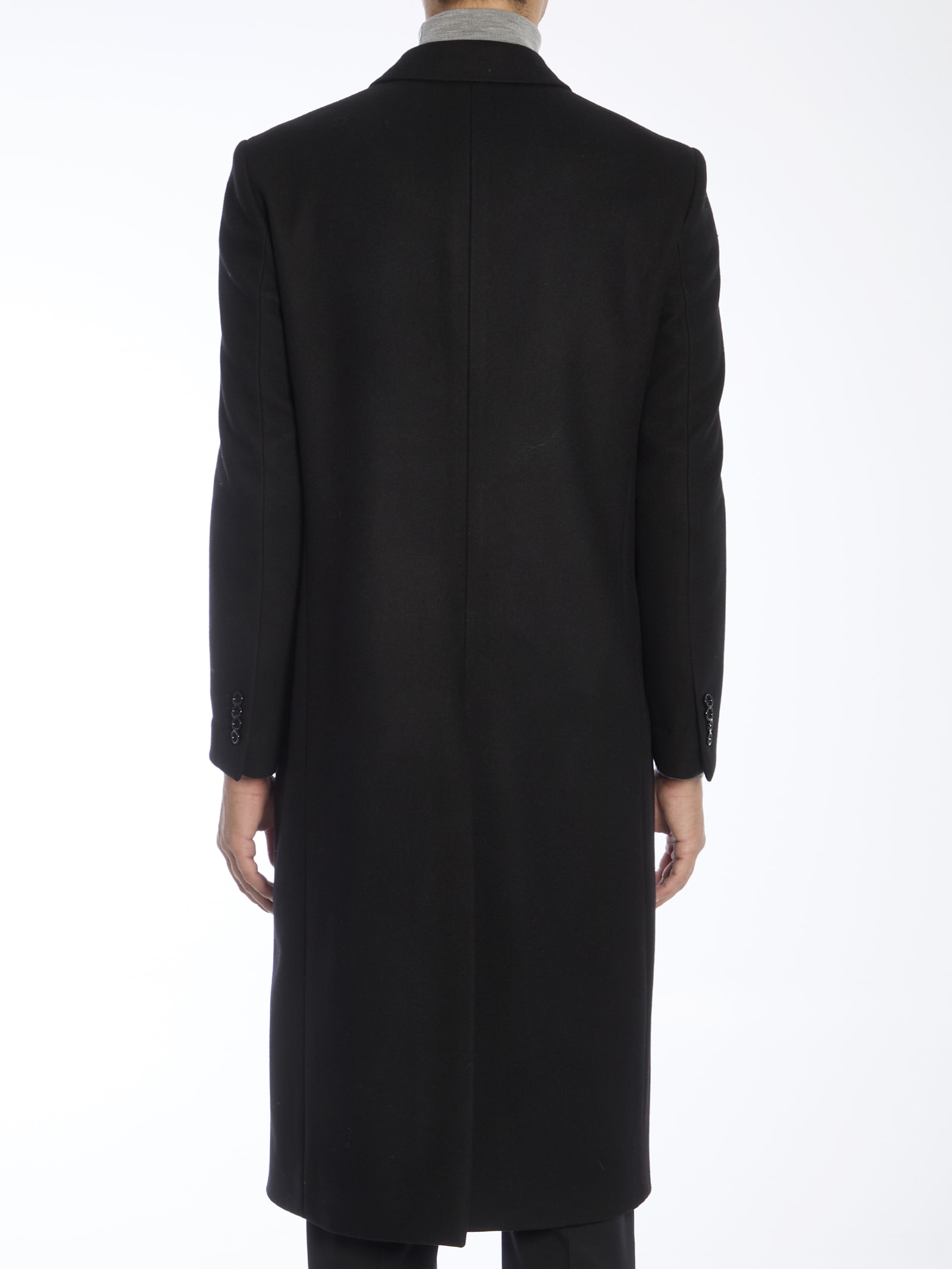 Shop Lardini Double-breasted Long Coat In Black