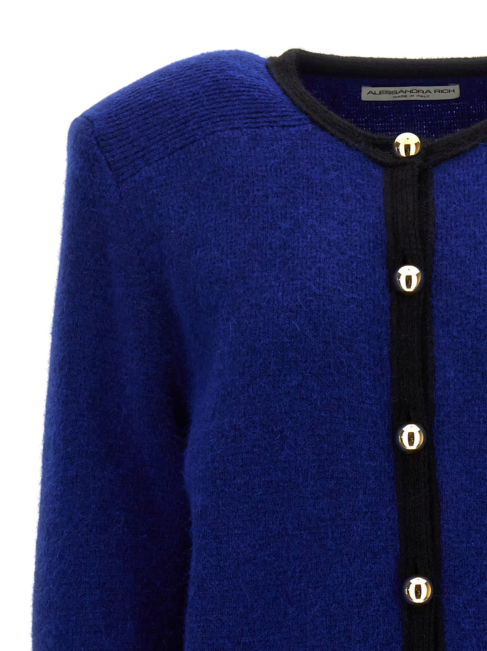 Shop Alessandra Rich Alpaca Cardigan In Blue