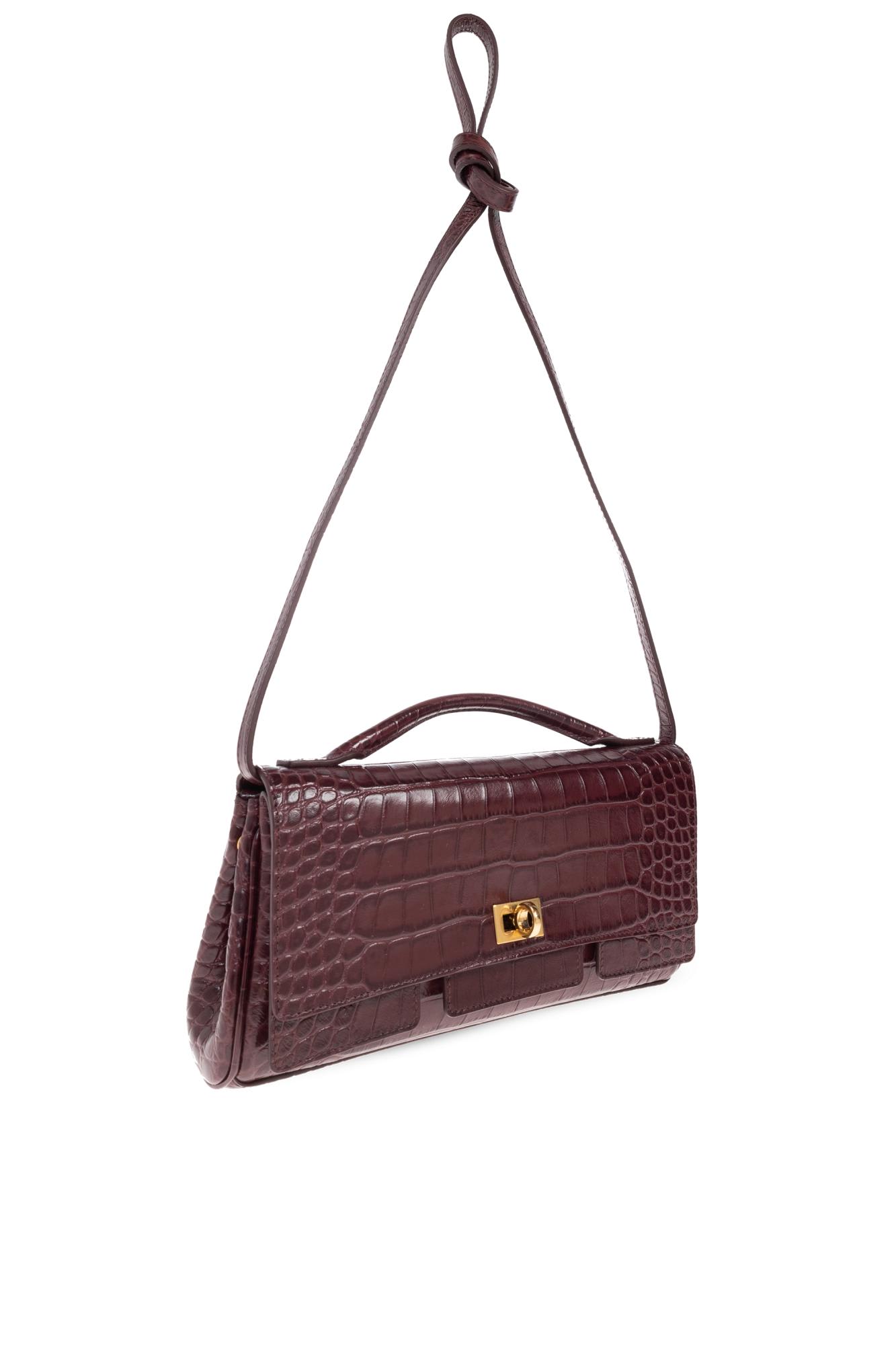 Balenciaga Bel Air Flap Leather Top-handle Bag In Burgundy