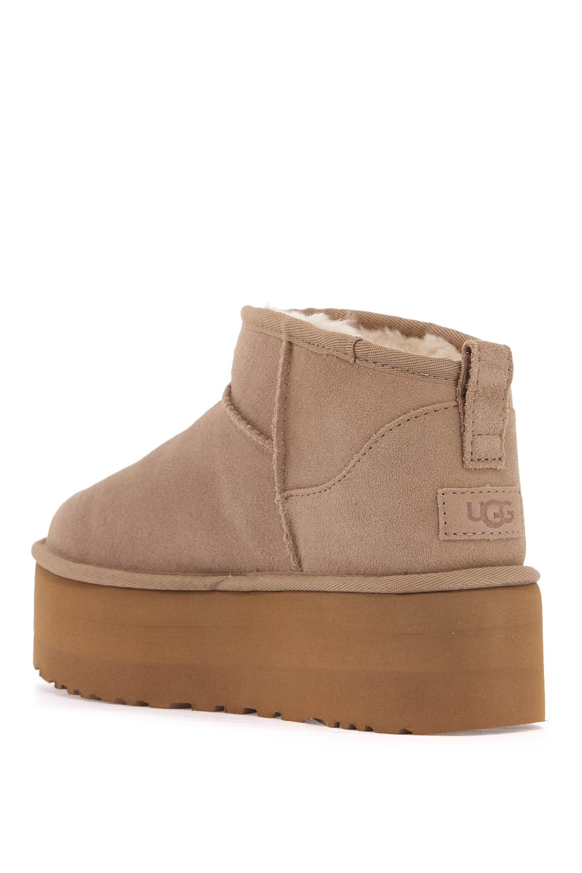 Shop Ugg Classic Ultra Mini Platform Ankle Boots In Sand