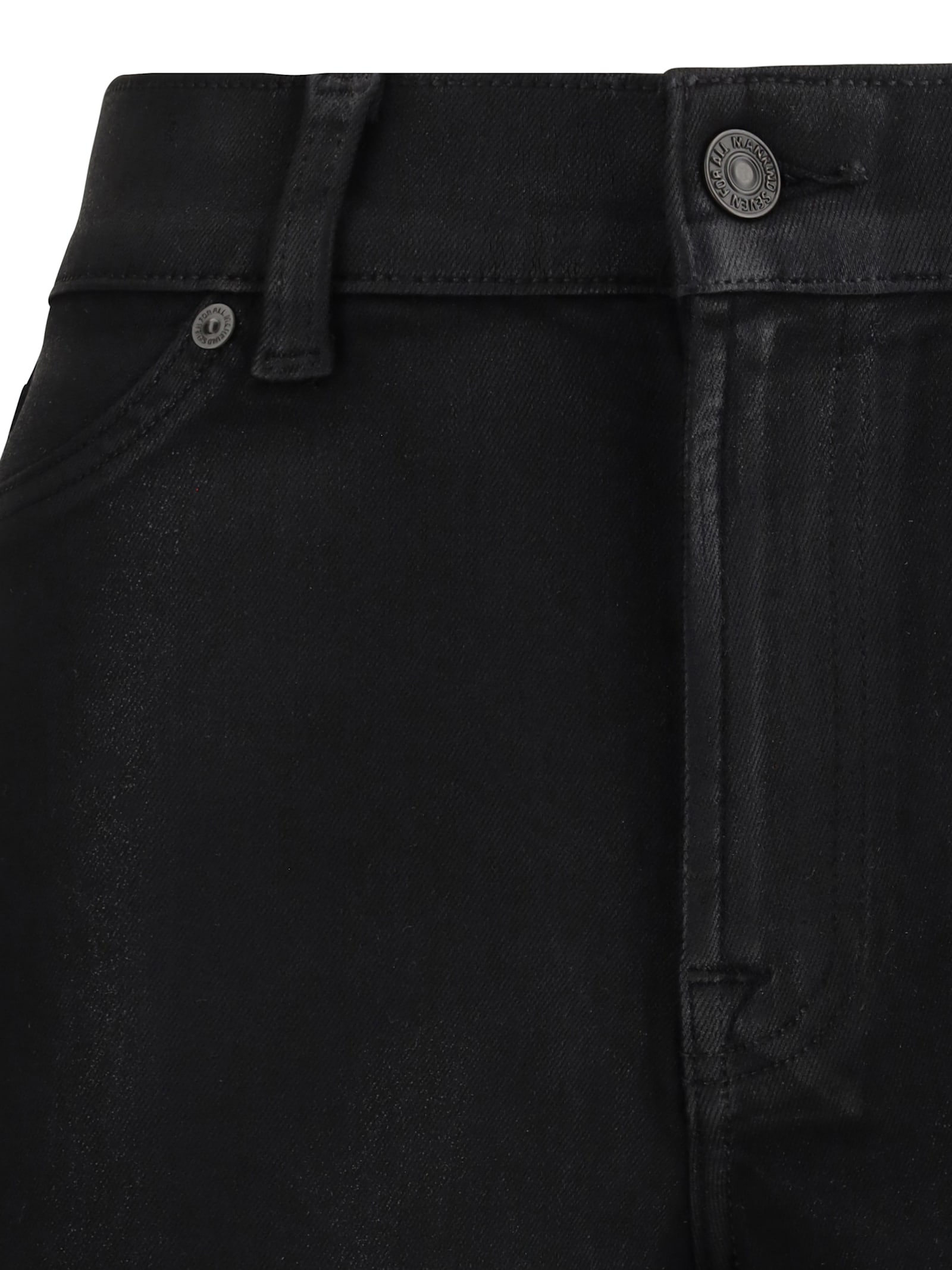 7 For All Mankind Womens Coated Black Lotta Wide-leg Stretch-denim Jeans In Black