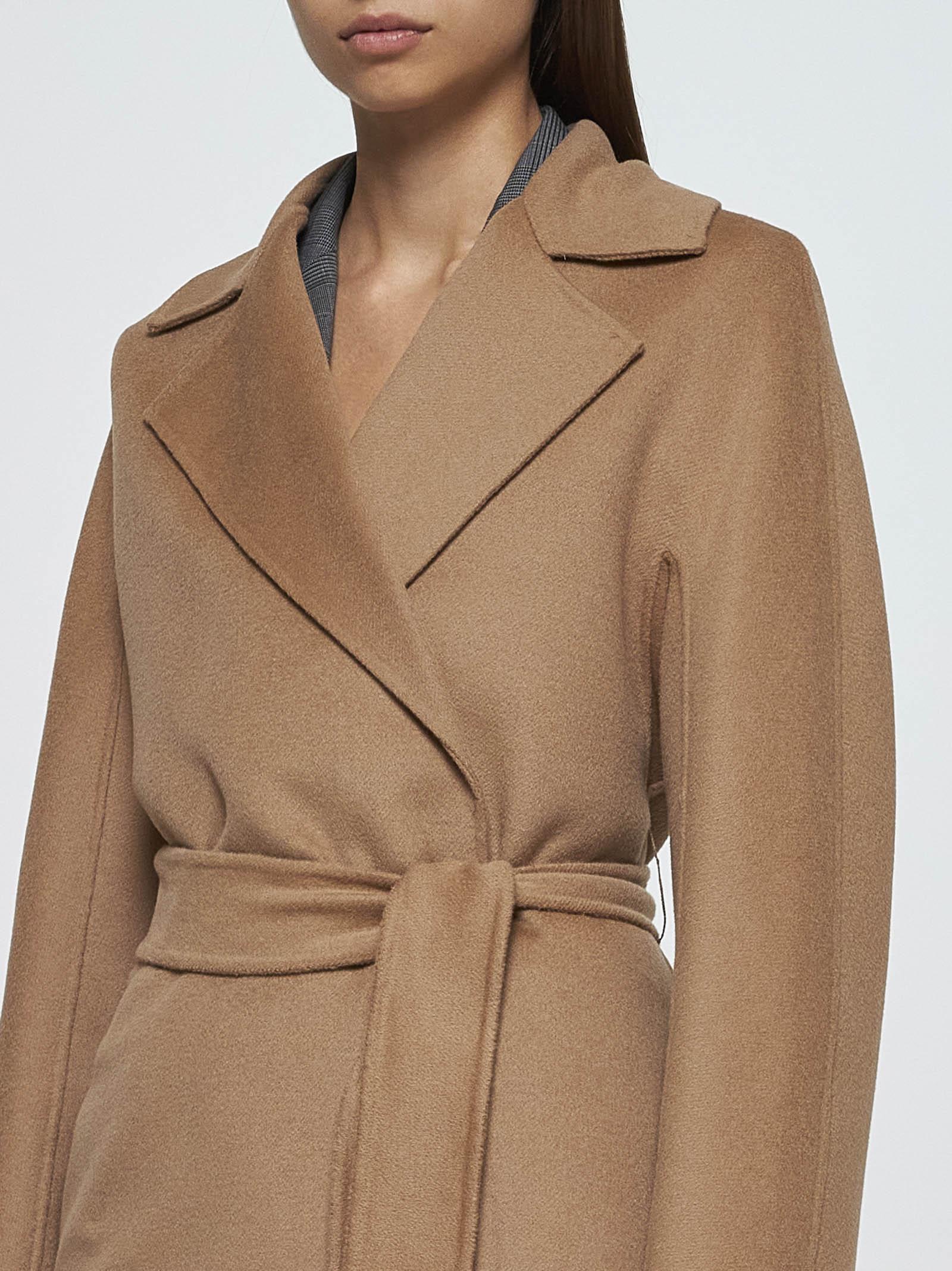 Shop Max Mara Cles Wool, Cashmere And Silk Coat In Sabbia