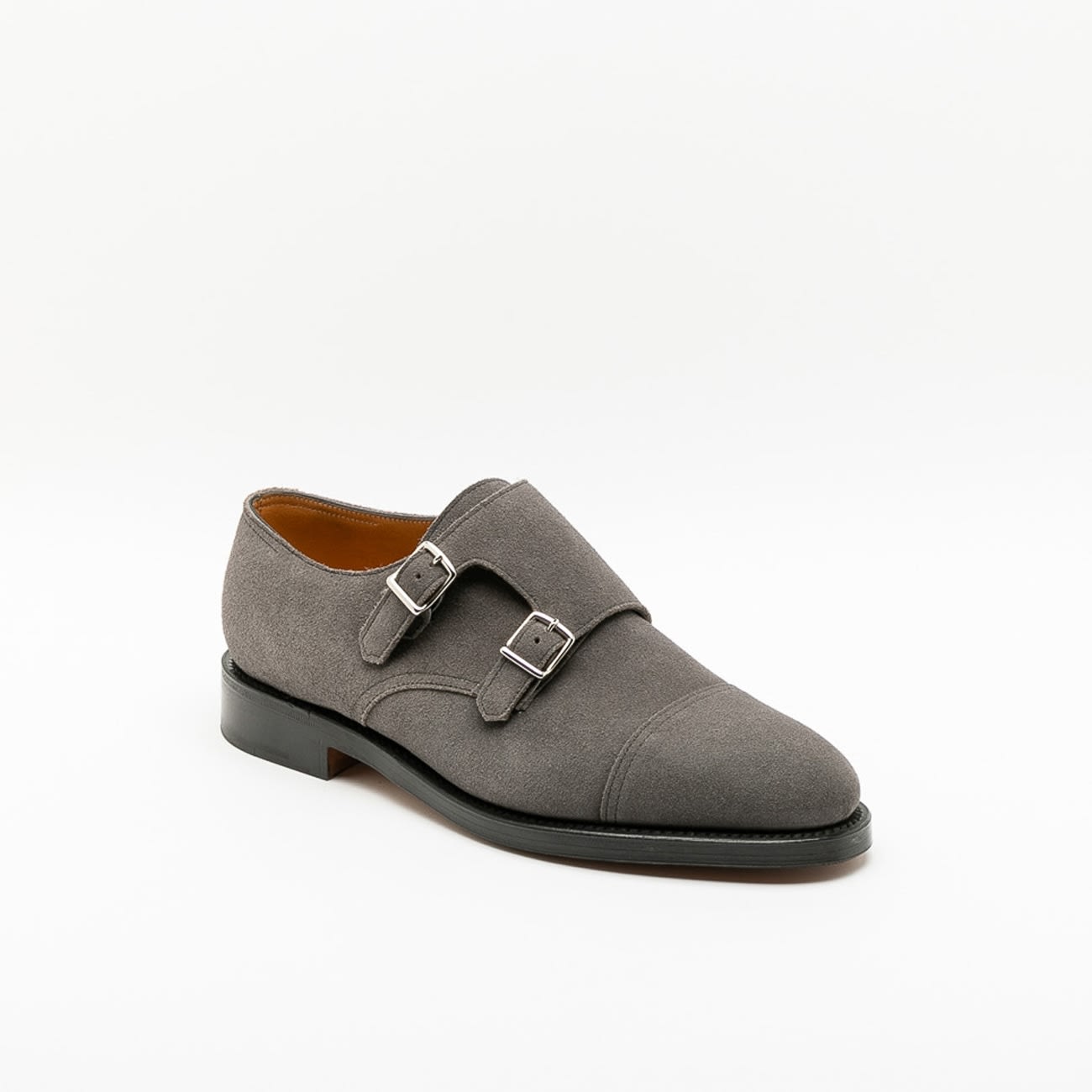 John Lobb William Grey Suede Monk Strap Shoe In Gray ModeSens
