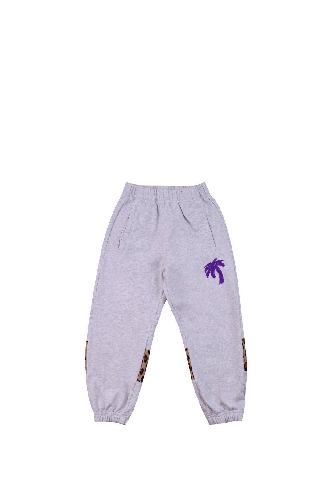 Palm Angels Kids' Animalier Elasticated Waistband Track Pants In Grey