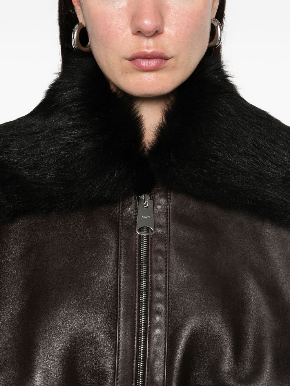 Khaite Fur-collar Leather Jacket In Brown